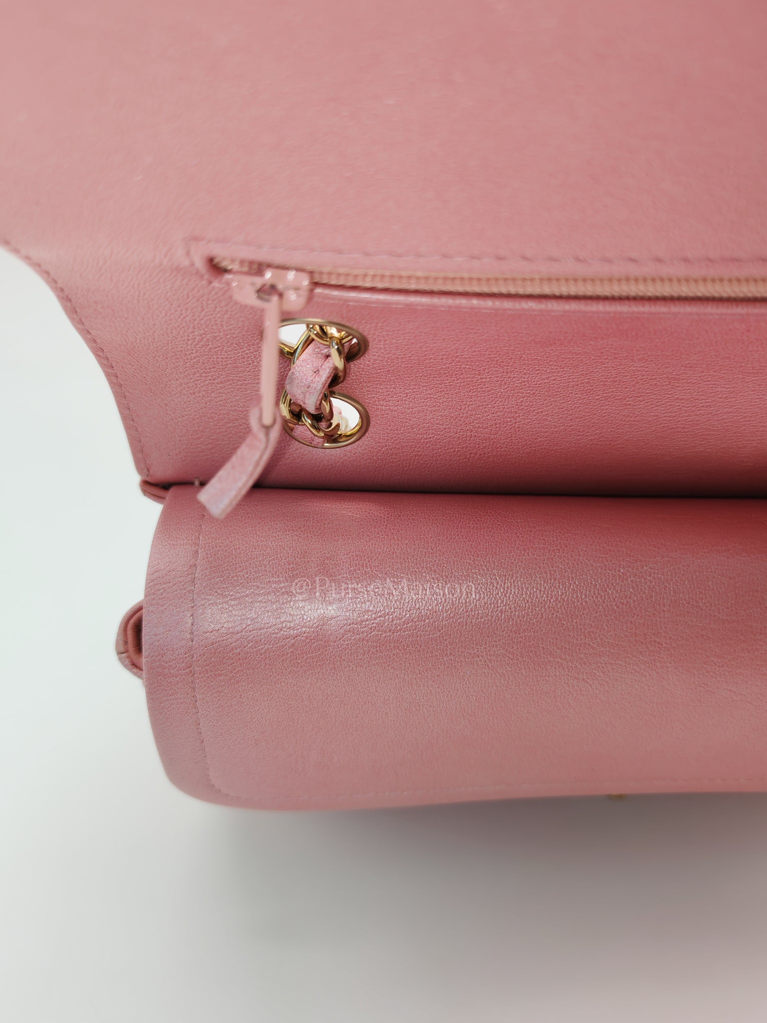 Classic Double Flap in Iridescent Pink Quilted Calfskin Leather and Gold Hardware (Microchip) | Purse Maison Luxury Bags Shop