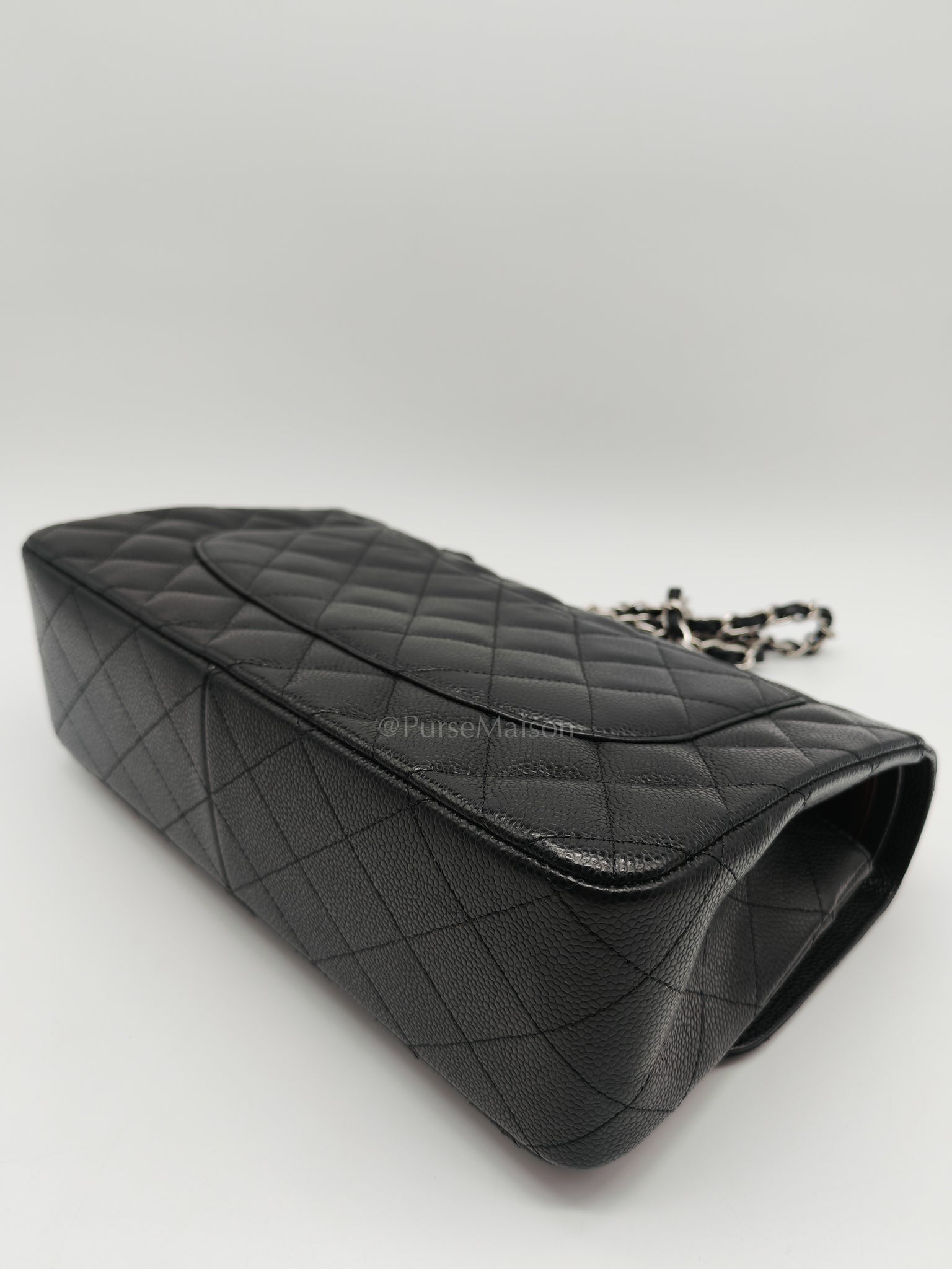 Classic Double Flap in Jumbo Black Caviar Leather and Silver Hardware Series 28 | Purse Maison Luxury Bags Shop