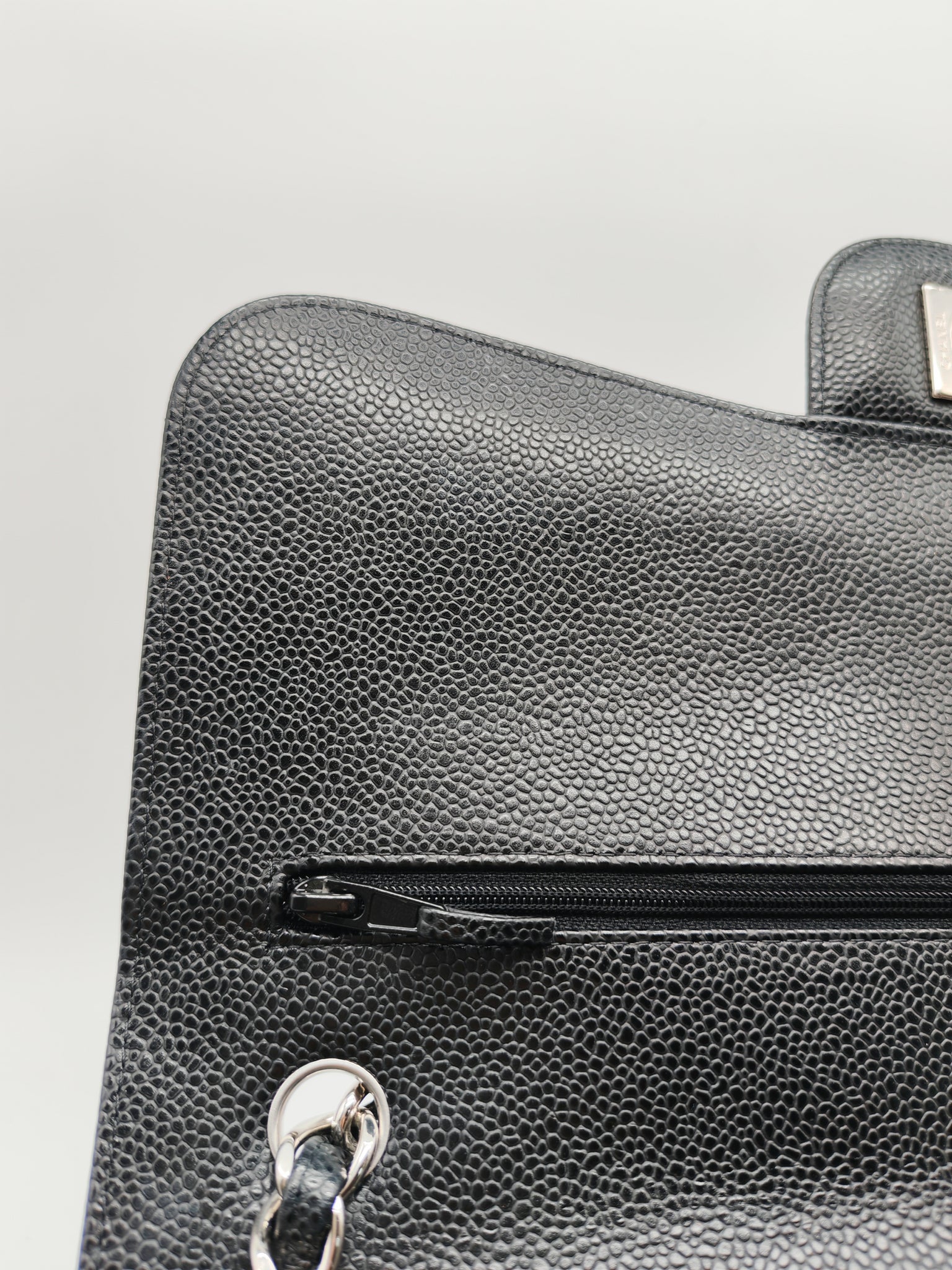 Classic Double Flap in Jumbo Black Caviar Leather and Silver Hardware Series 28 | Purse Maison Luxury Bags Shop