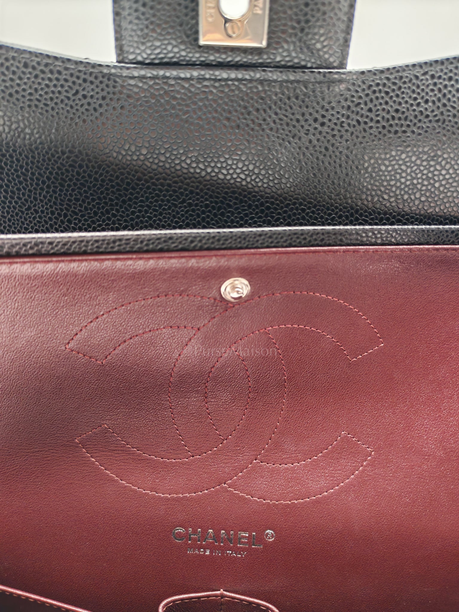 Classic Double Flap in Jumbo Black Caviar Leather and Silver Hardware Series 28 | Purse Maison Luxury Bags Shop