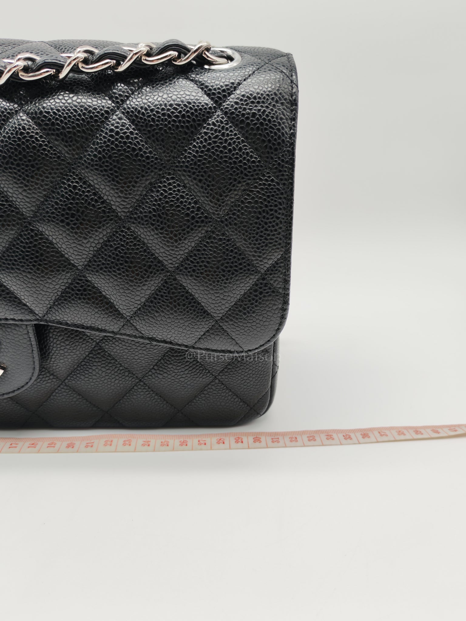 Classic Double Flap in Jumbo Black Caviar Leather and Silver Hardware Series 28 | Purse Maison Luxury Bags Shop