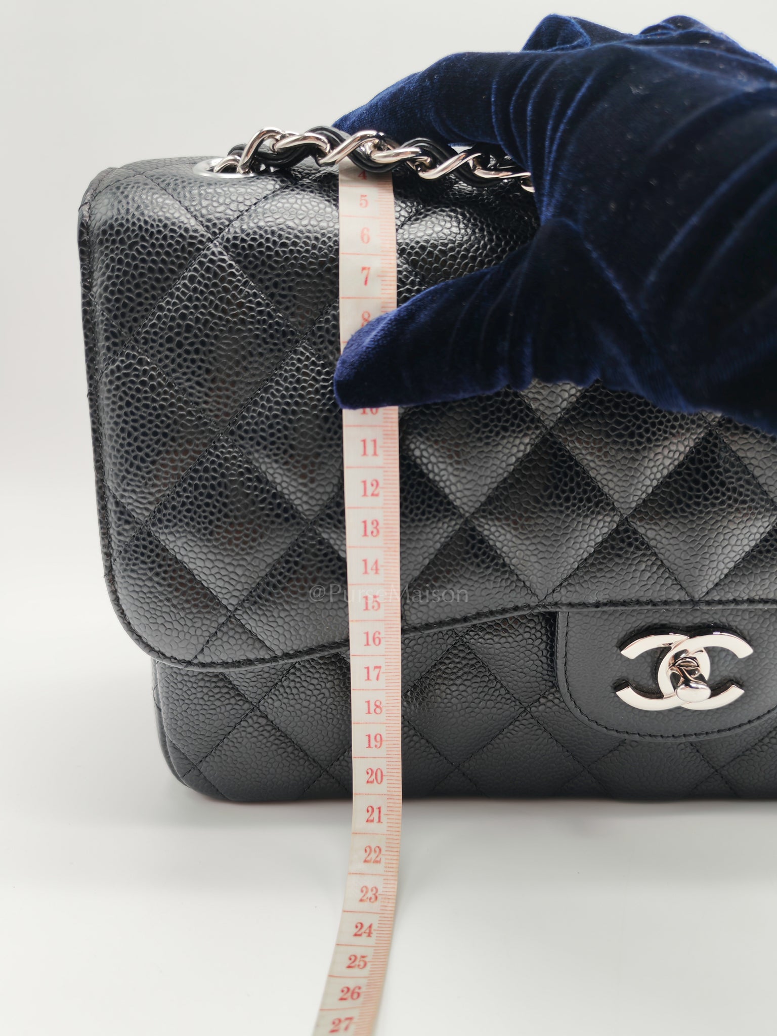 Classic Double Flap in Jumbo Black Caviar Leather and Silver Hardware Series 28 | Purse Maison Luxury Bags Shop