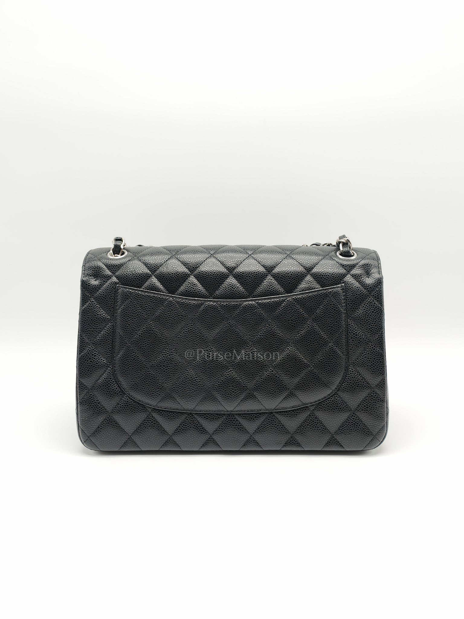 Classic Double Flap in Jumbo Black Caviar Leather and Silver Hardware Series 28 | Purse Maison Luxury Bags Shop