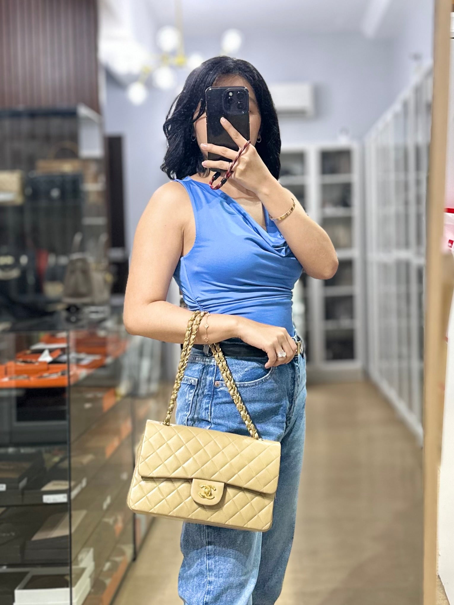 Classic Double Flap in Medium Vintage Lambskin Leather 24k Gold Hardware Series 7 | Purse Maison Luxury Bags Shop