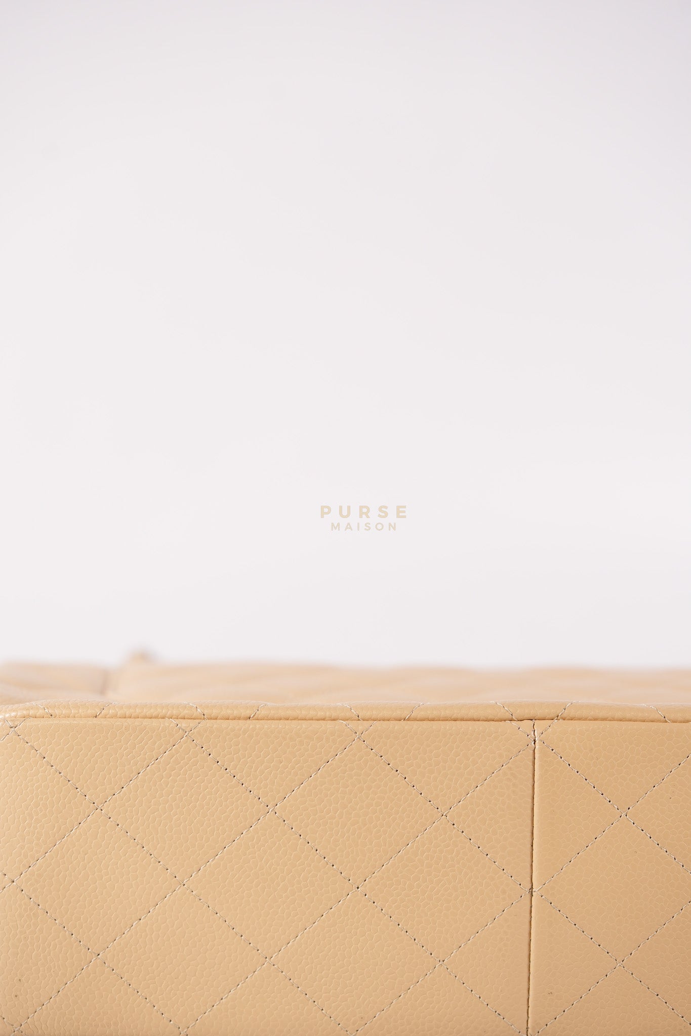 Classic Double Flap Jumbo Beige Clair Caviar Leather Silver Hardware (Series 17) | Purse Maison Luxury Bags Shop