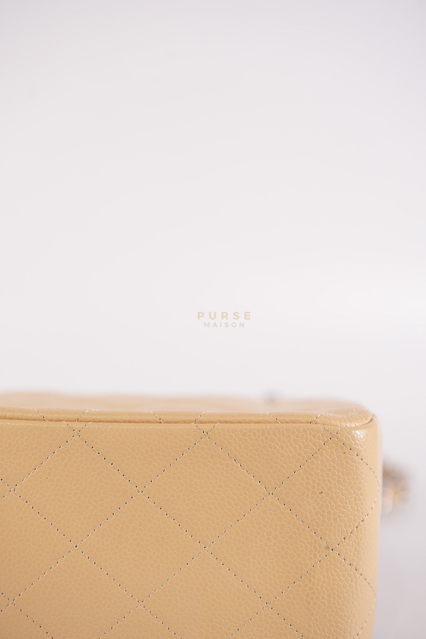 Classic Double Flap Jumbo Beige Clair Caviar Leather Silver Hardware (Series 17) | Purse Maison Luxury Bags Shop