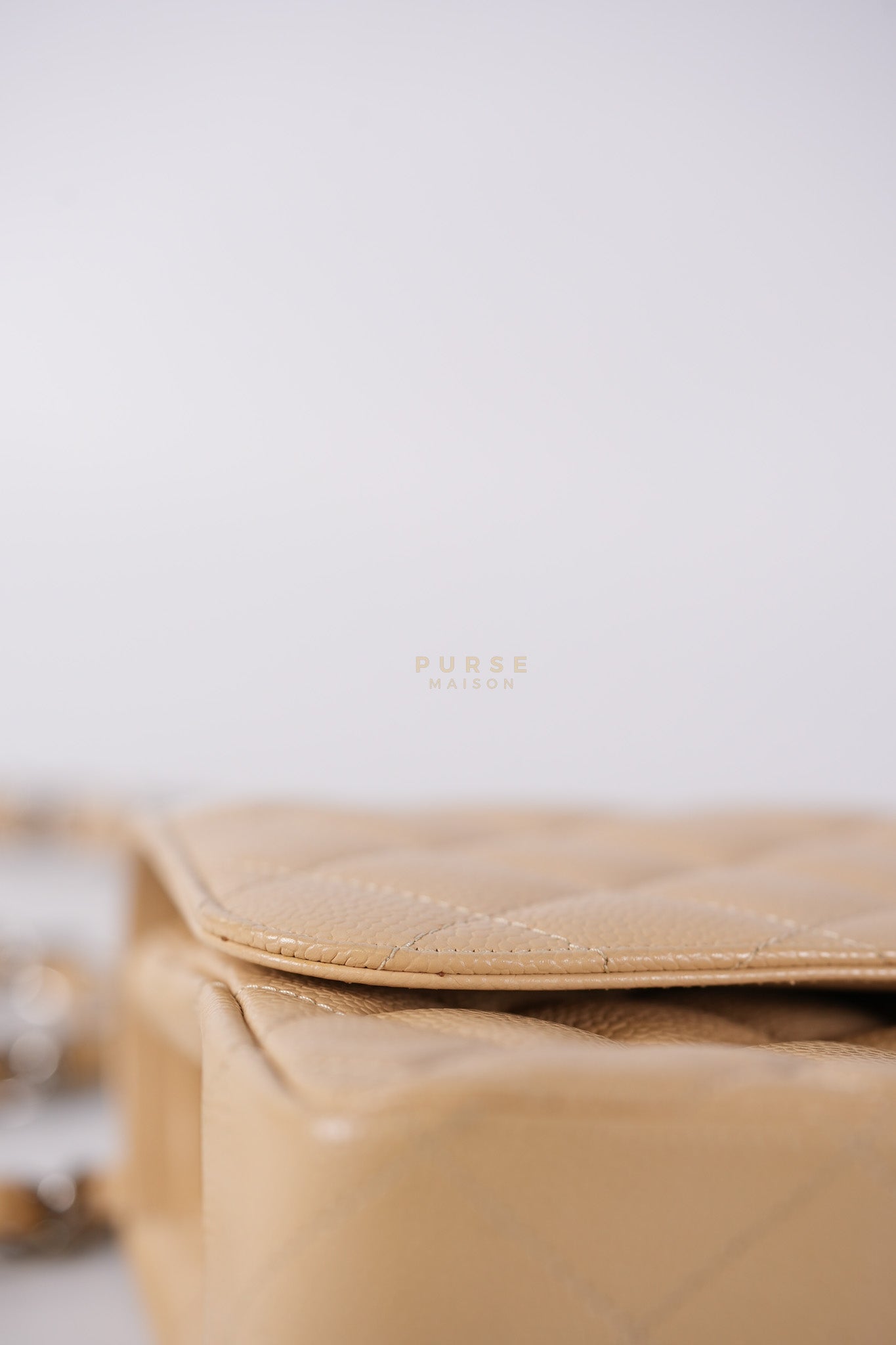 Classic Double Flap Jumbo Beige Clair Caviar Leather Silver Hardware (Series 17) | Purse Maison Luxury Bags Shop