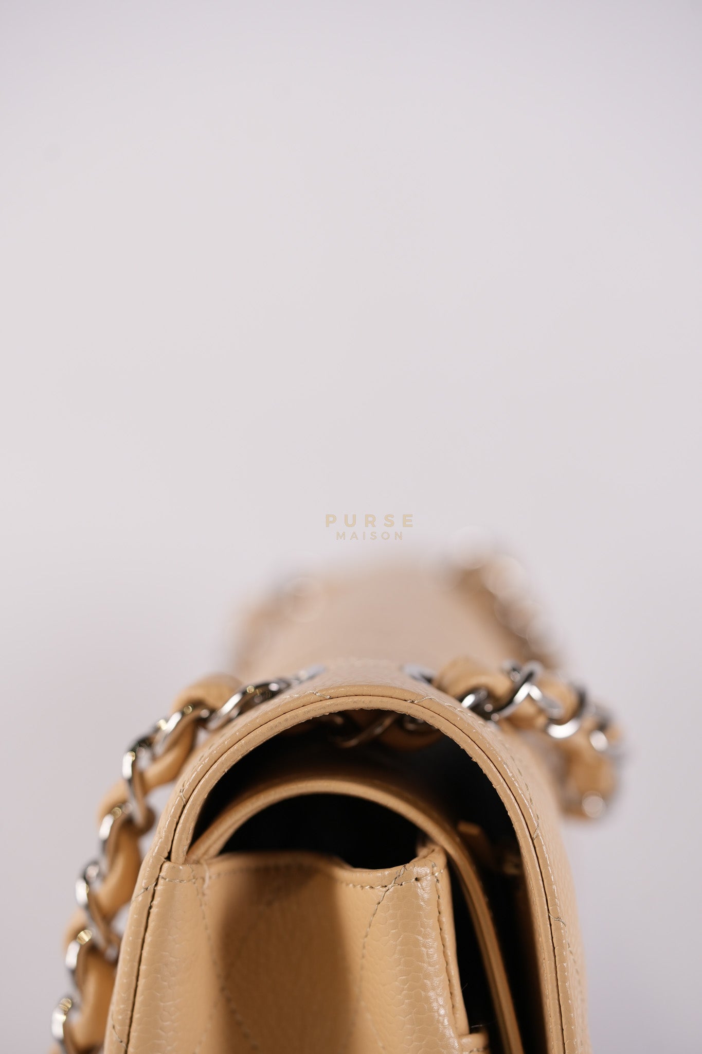 Classic Double Flap Jumbo Beige Clair Caviar Leather Silver Hardware (Series 17) | Purse Maison Luxury Bags Shop