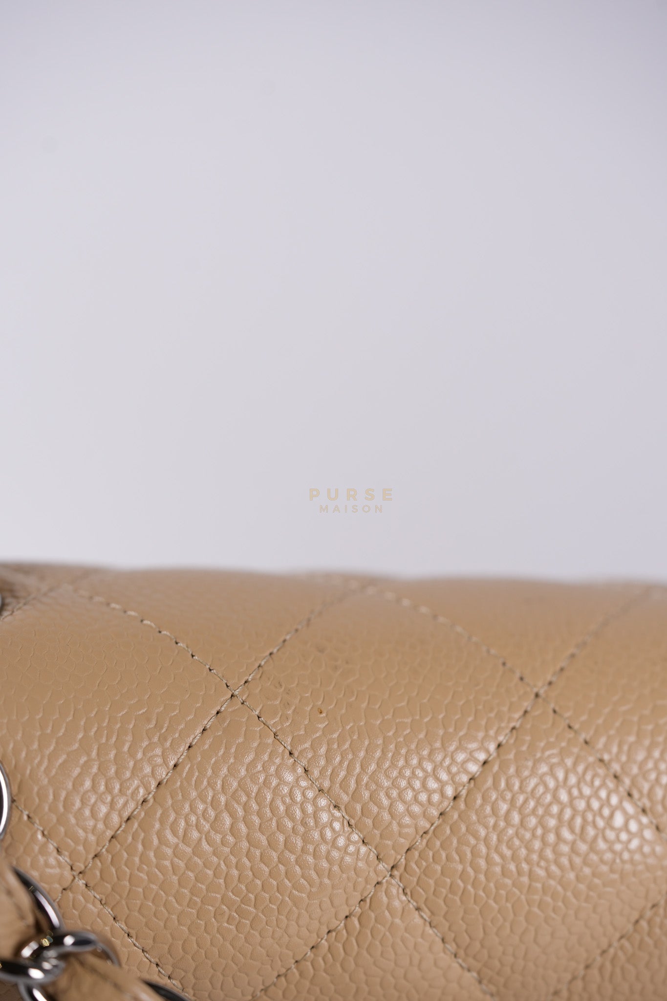 Classic Double Flap Jumbo Beige Clair Caviar Leather Silver Hardware (Series 17) | Purse Maison Luxury Bags Shop