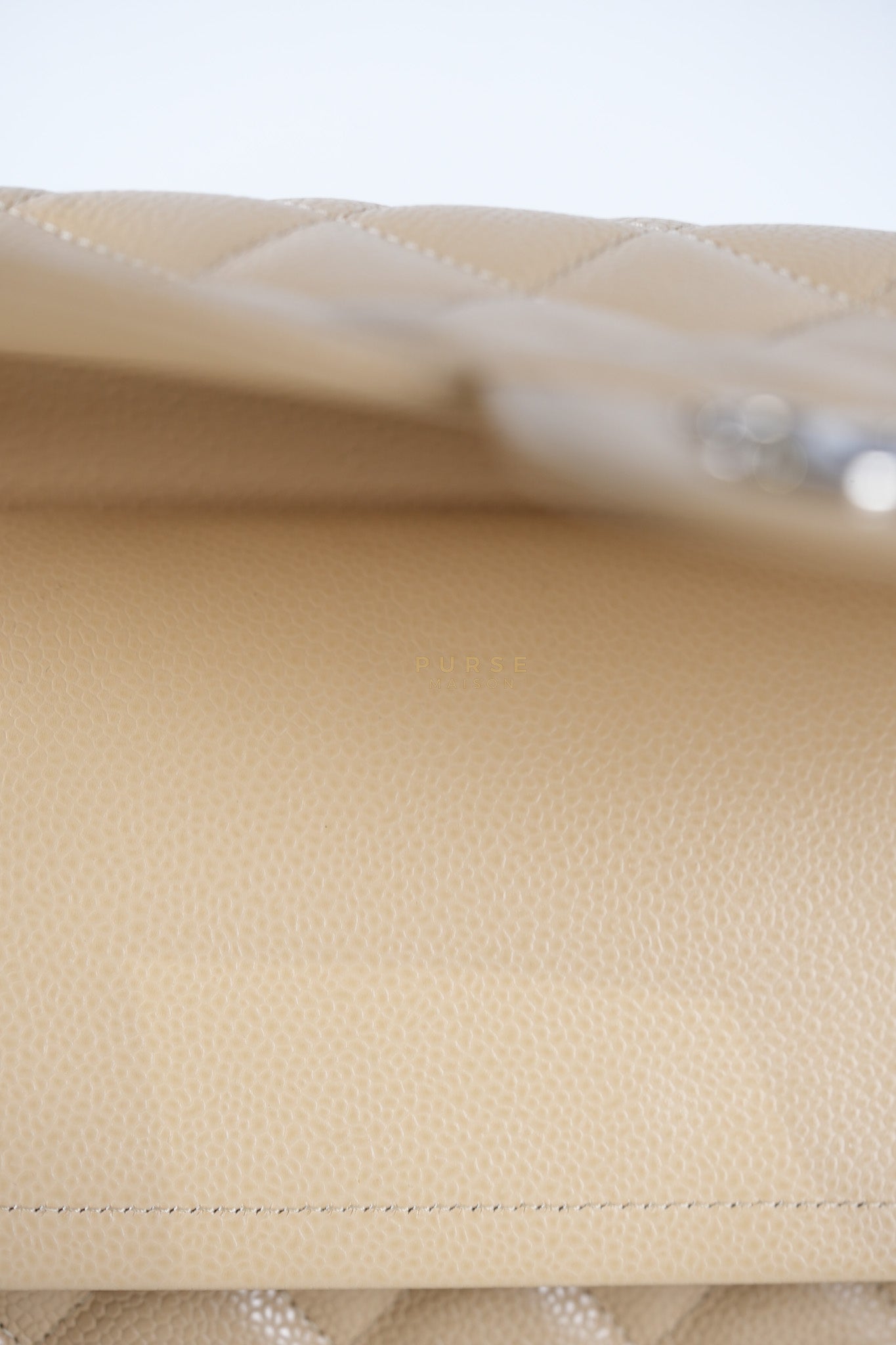 Classic Double Flap Jumbo Beige Clair Caviar Leather Silver Hardware (Series 17) | Purse Maison Luxury Bags Shop