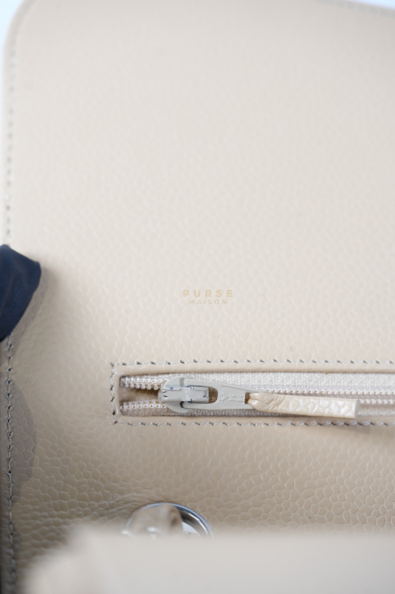 Classic Double Flap Jumbo Beige Clair Caviar Leather Silver Hardware (Series 17) | Purse Maison Luxury Bags Shop