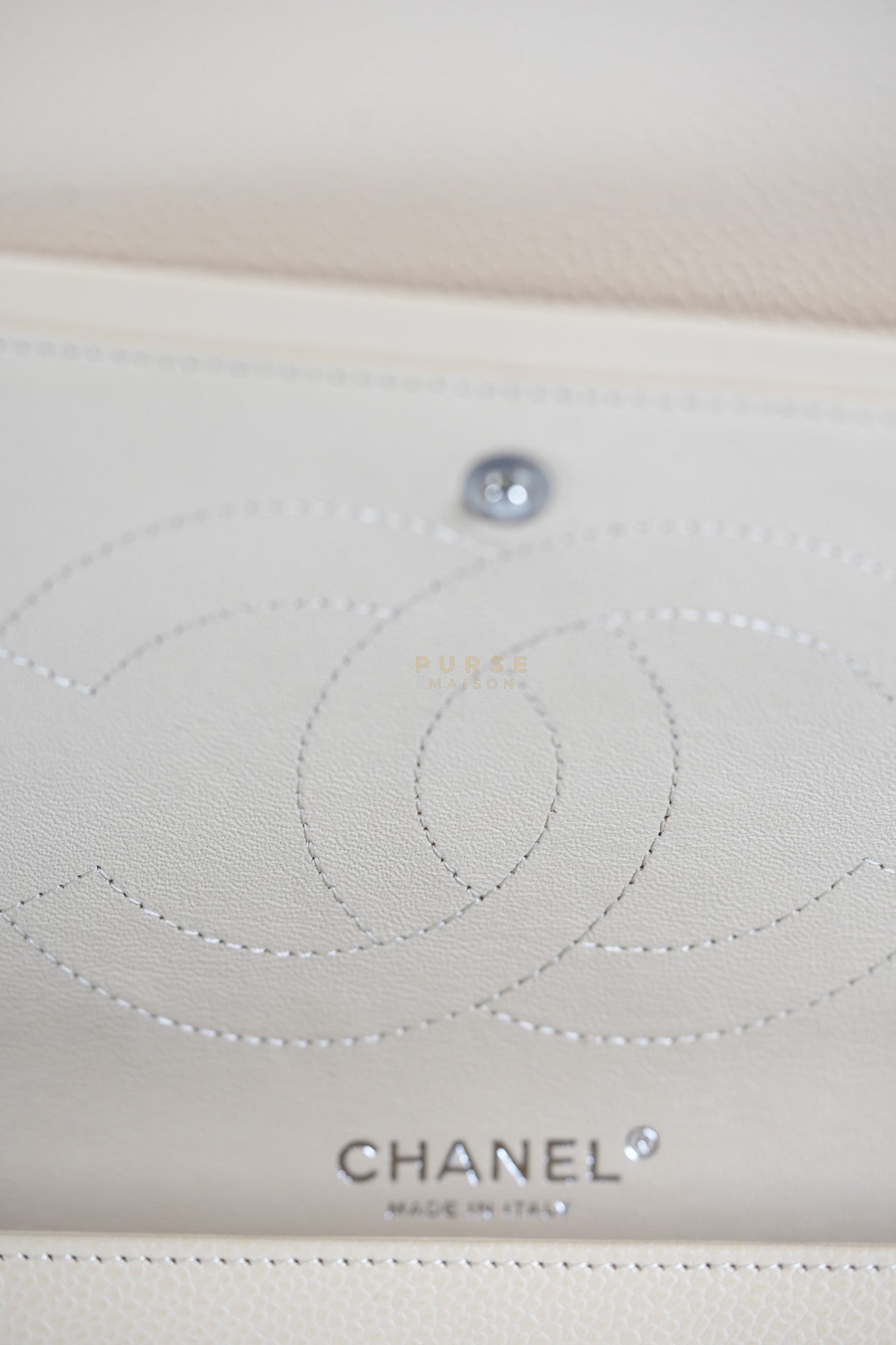 Classic Double Flap Jumbo Beige Clair Caviar Leather Silver Hardware (Series 17) | Purse Maison Luxury Bags Shop