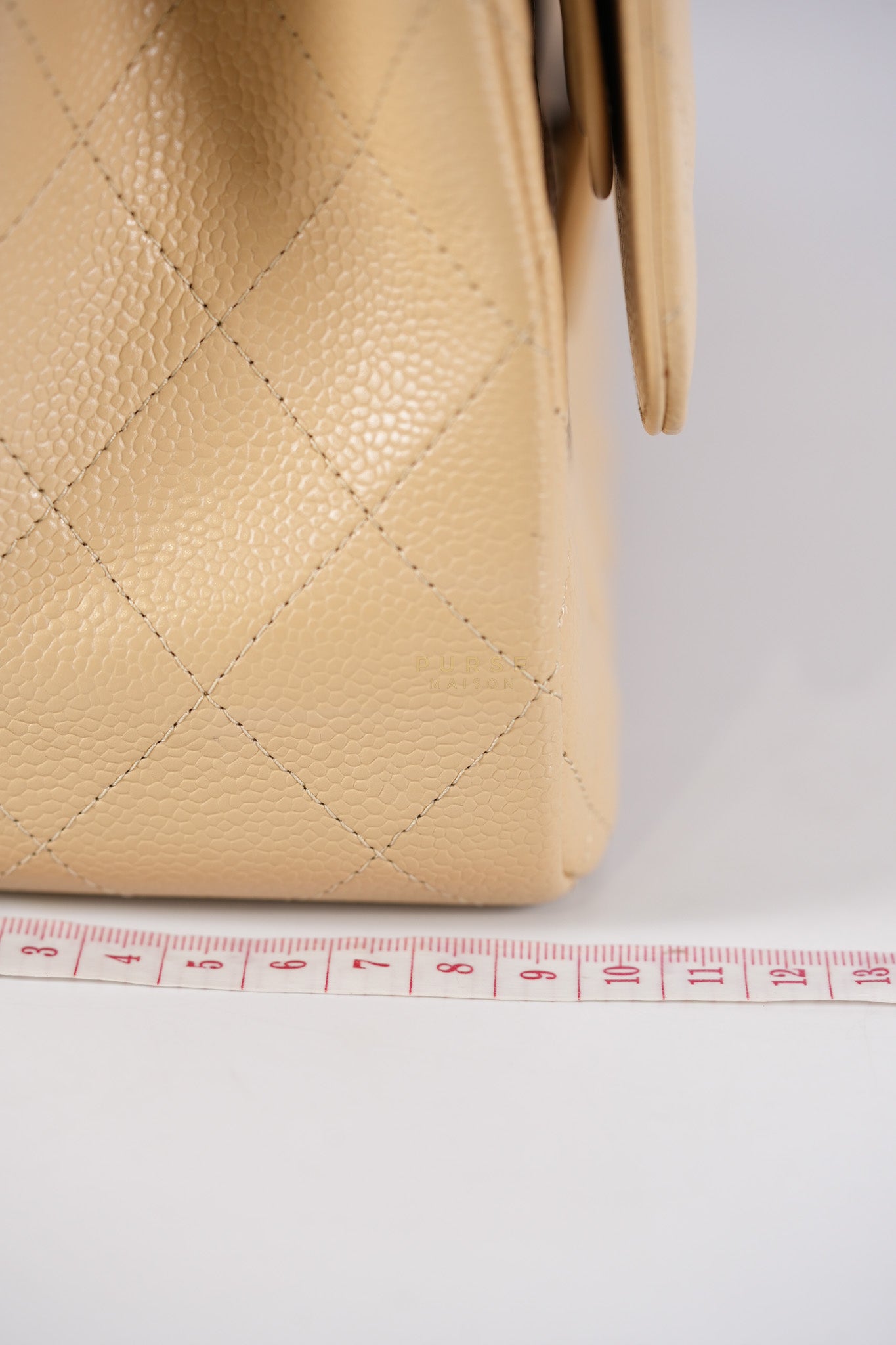 Classic Double Flap Jumbo Beige Clair Caviar Leather Silver Hardware (Series 17) | Purse Maison Luxury Bags Shop