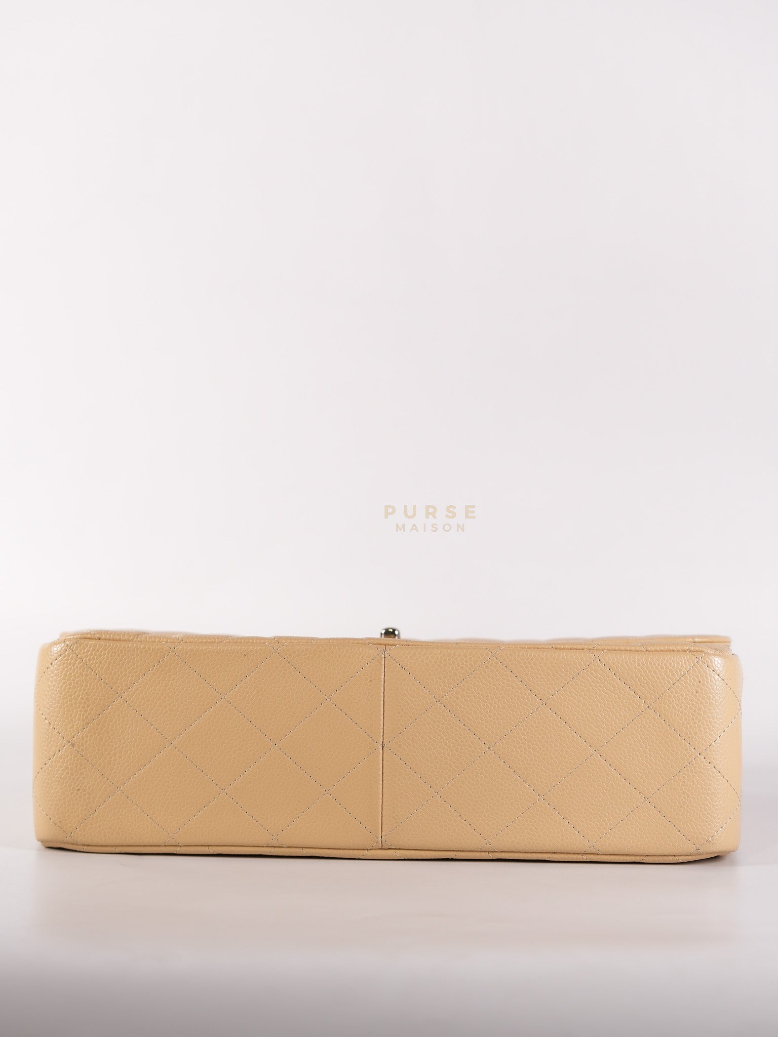 Classic Double Flap Jumbo Beige Clair Caviar Leather Silver Hardware (Series 17) | Purse Maison Luxury Bags Shop