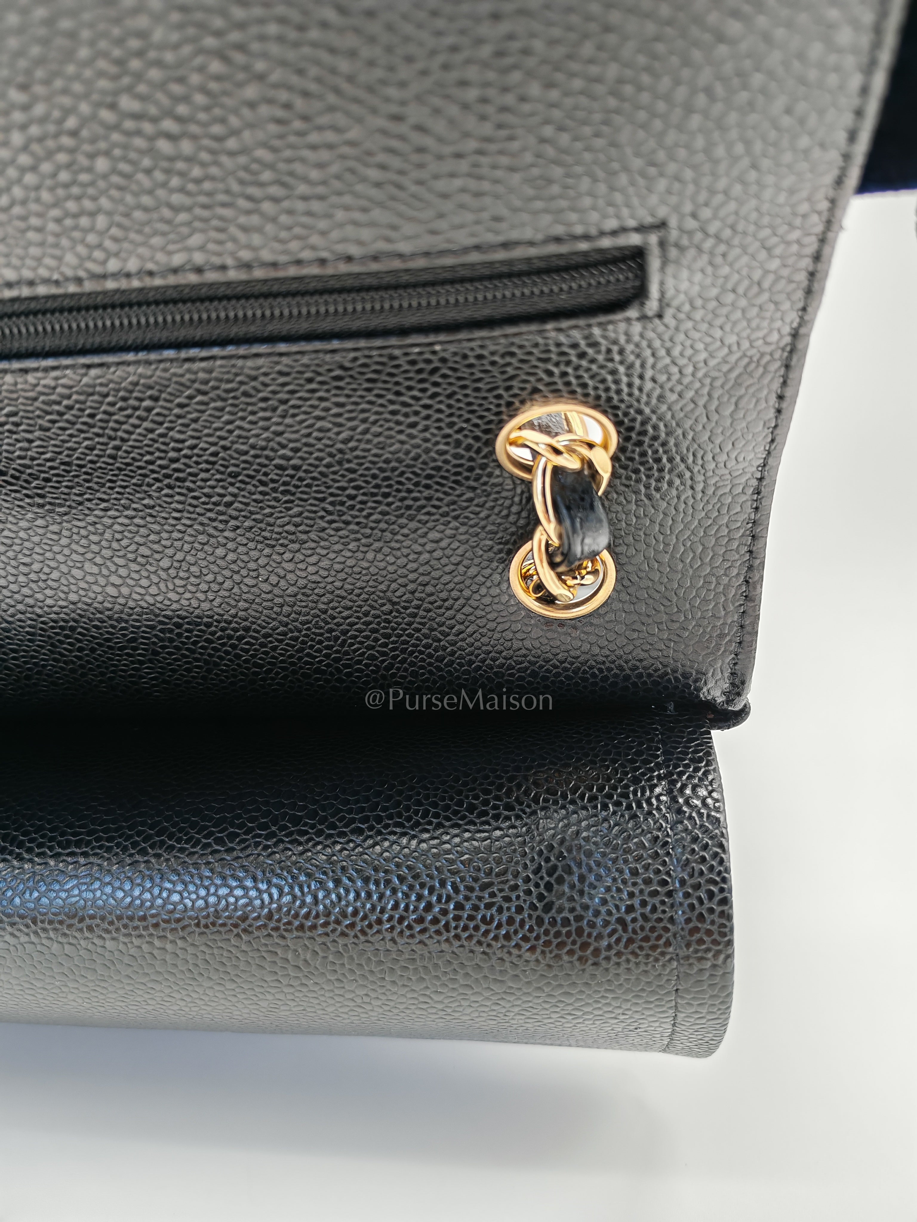 Classic Double Flap Jumbo Black Caviar Leather in Gold Hardware (Series 24) | Purse Maison Luxury Bags Shop