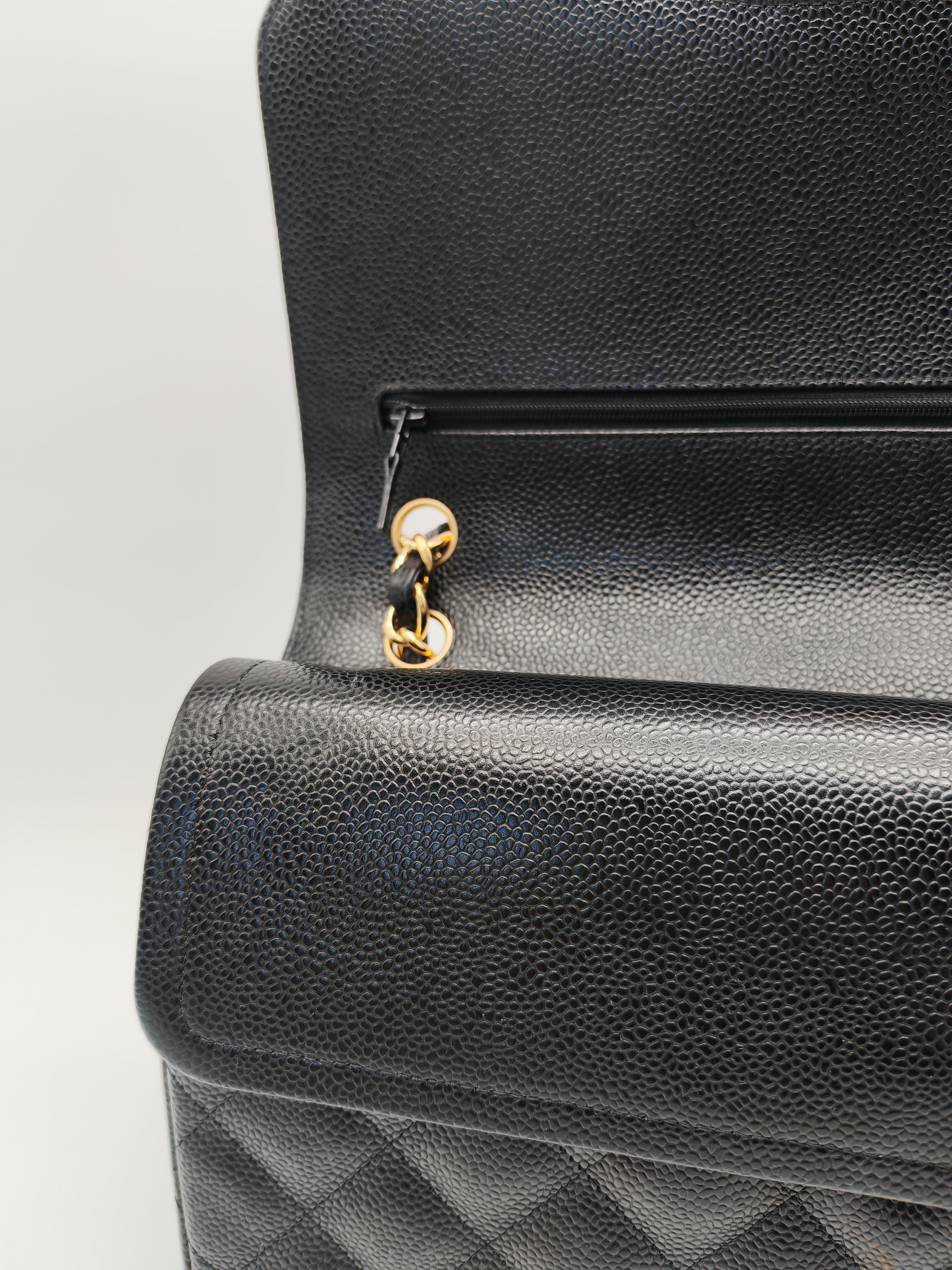 Classic Double Flap Jumbo Black Caviar Leather in Gold Hardware (Series 24) | Purse Maison Luxury Bags Shop