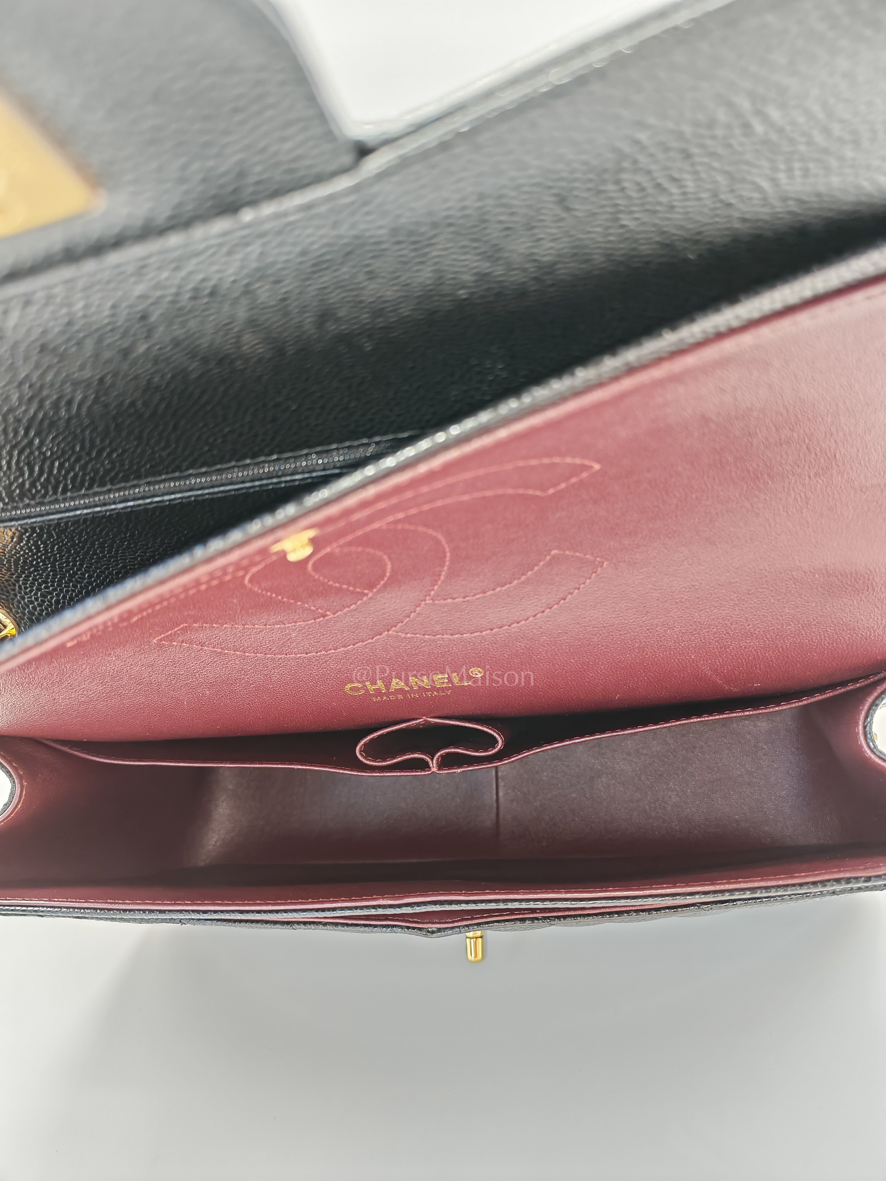 Classic Double Flap Jumbo Black Caviar Leather in Gold Hardware (Series 24) | Purse Maison Luxury Bags Shop