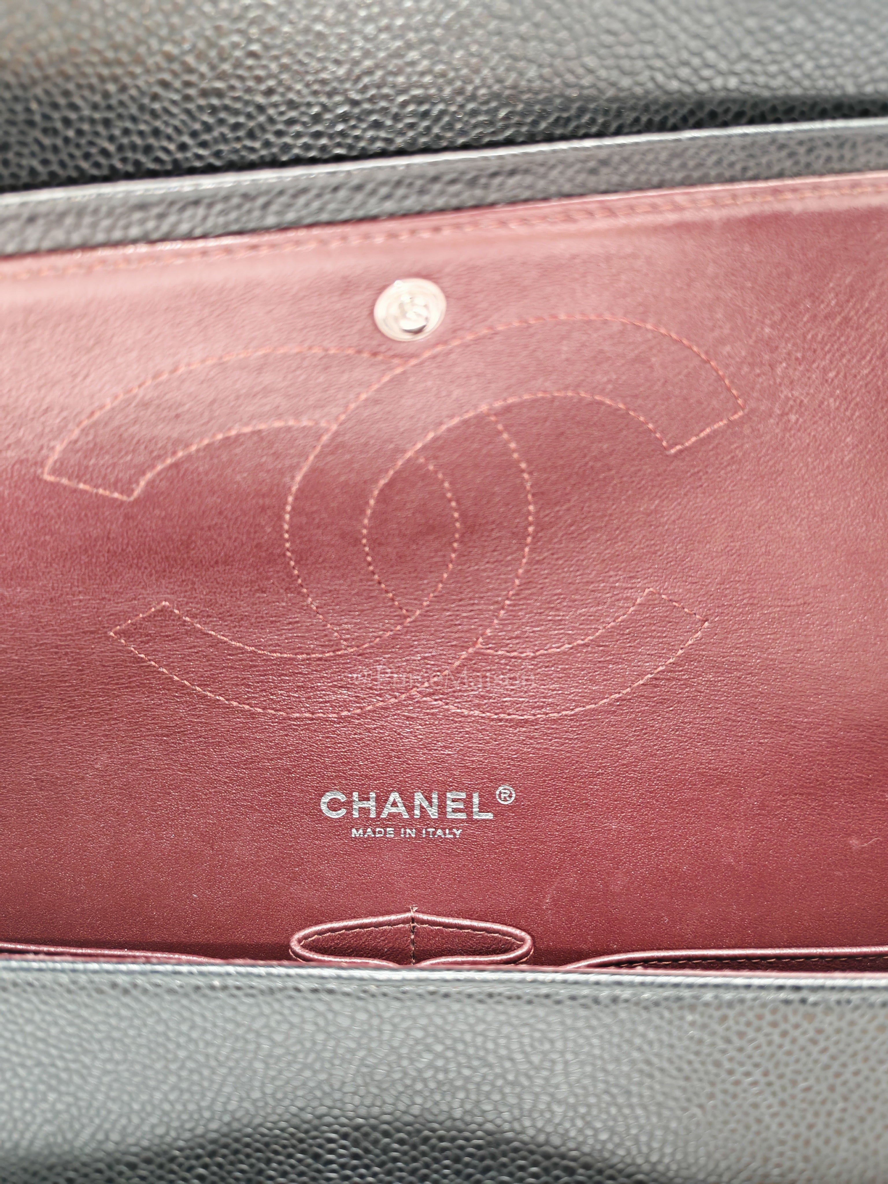 Classic Double Flap Jumbo Black Caviar Leather in Silver Hardware (Series 26) | Purse Maison Luxury Bags Shop