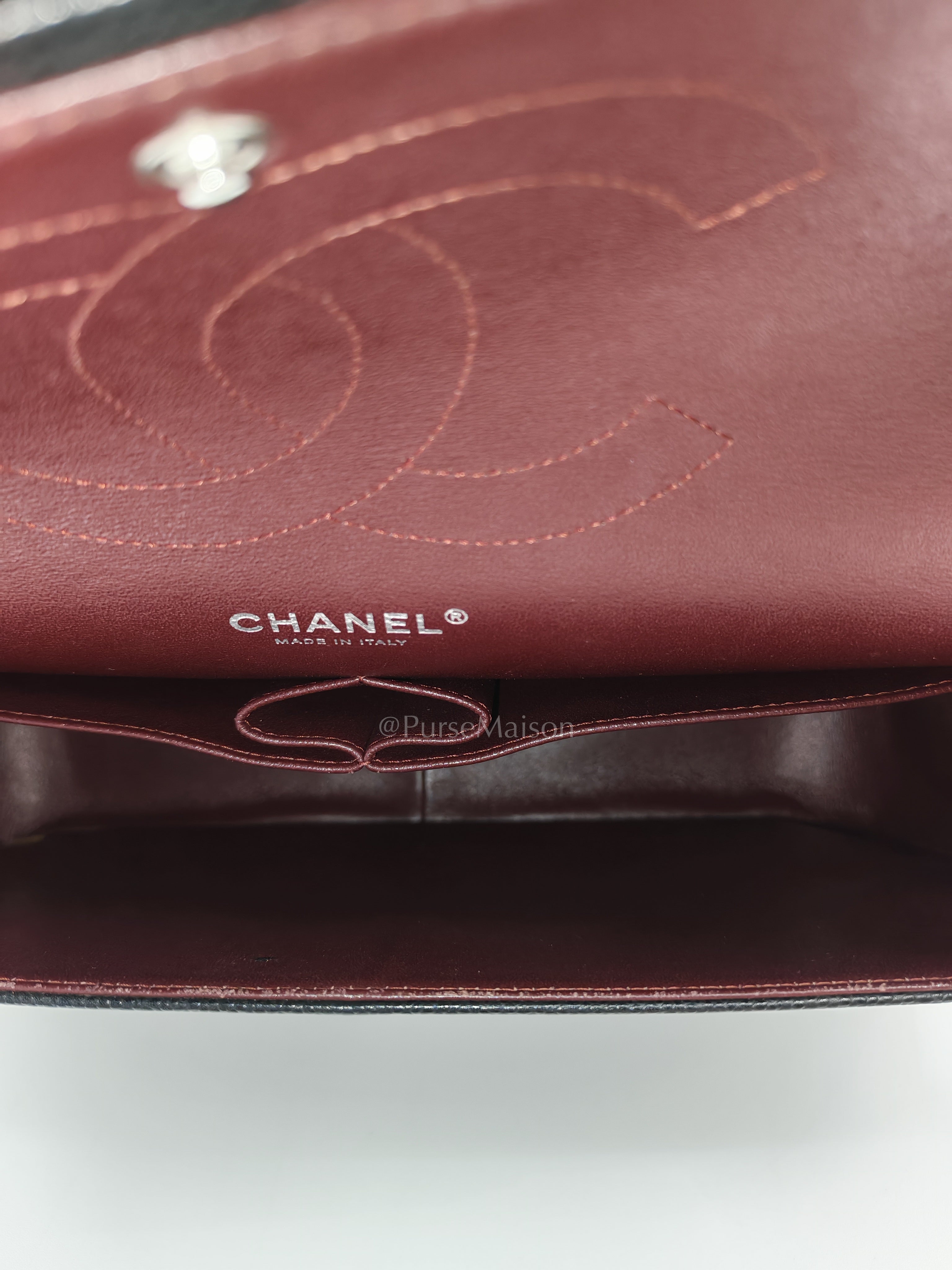 Classic Double Flap Jumbo Black Caviar Leather in Silver Hardware (Series 26) | Purse Maison Luxury Bags Shop