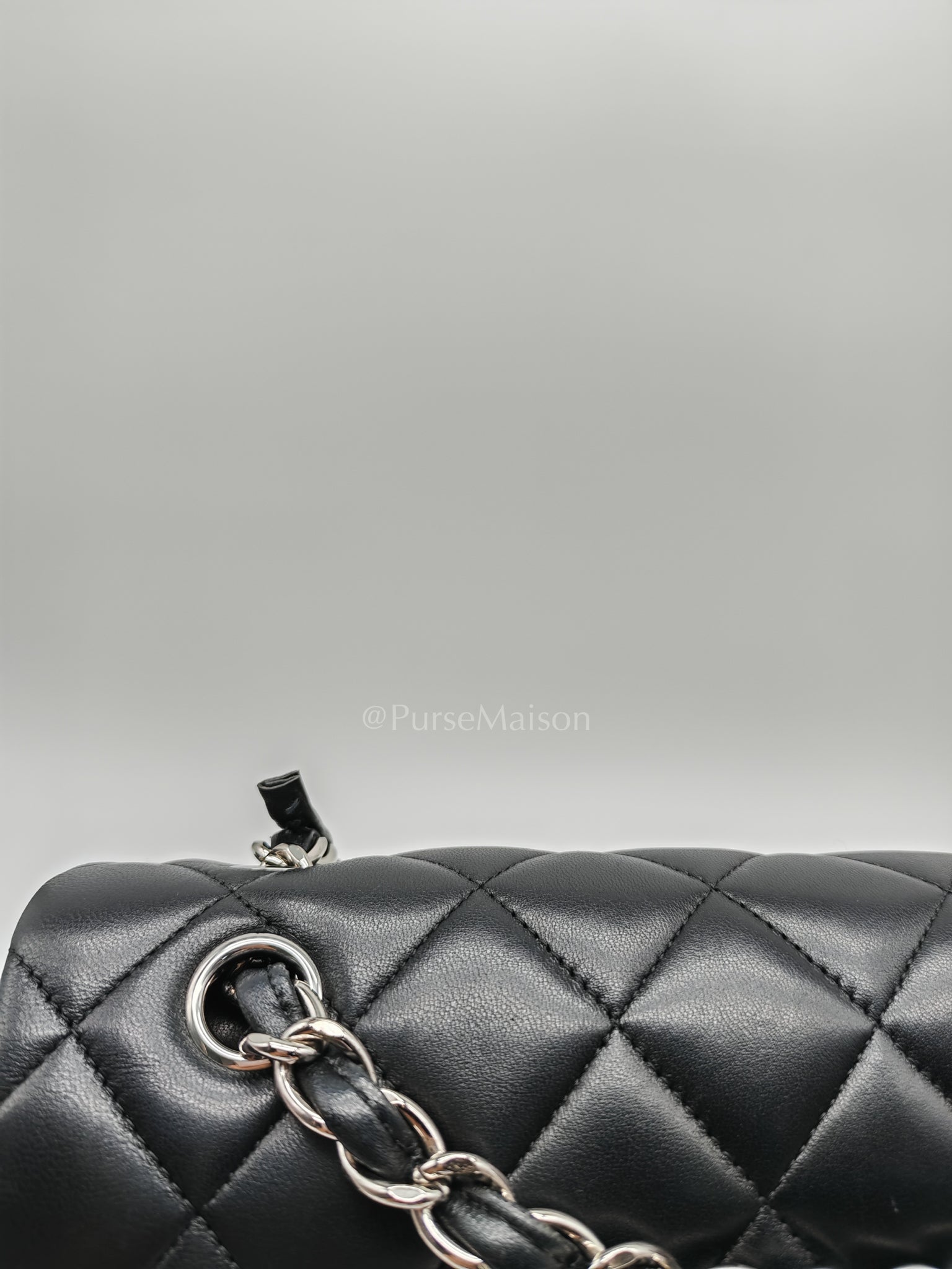 Classic Double Flap Jumbo Black Lambskin Leather in Silver Hardware (Series 15) | Purse Maison Luxury Bags Shop