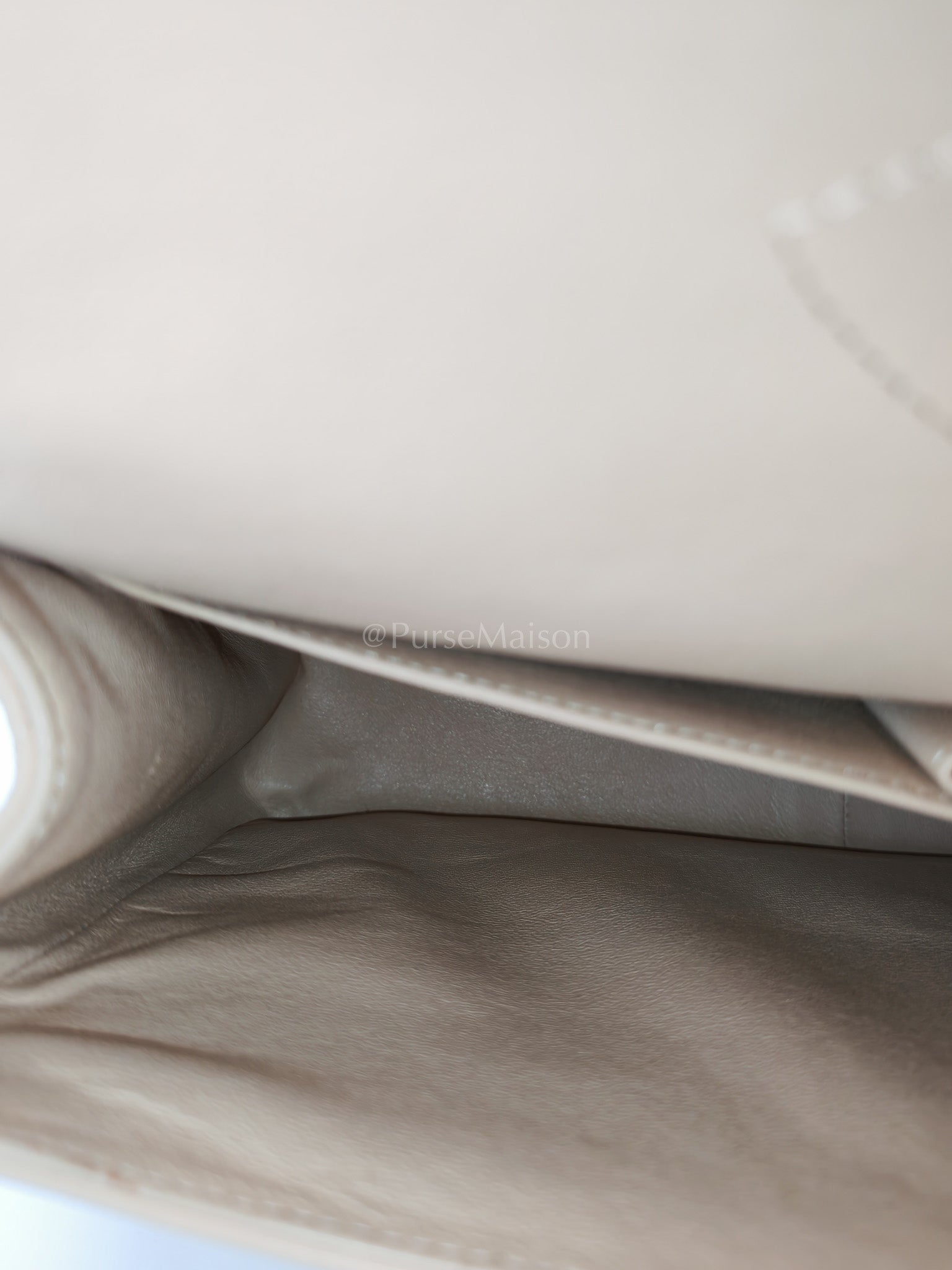 Classic Double Flap Jumbo in Beige Quilted Caviar Leather and Silver Hardware Series 14 | Purse Maison Luxury Bags Shop