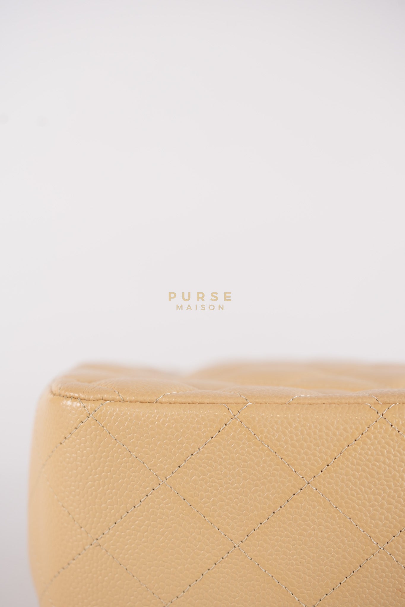 Classic Double Flap Jumbo in Beige Quilted Caviar Leather & Gold Hardware Series 23 | Purse Maison Luxury Bags Shop