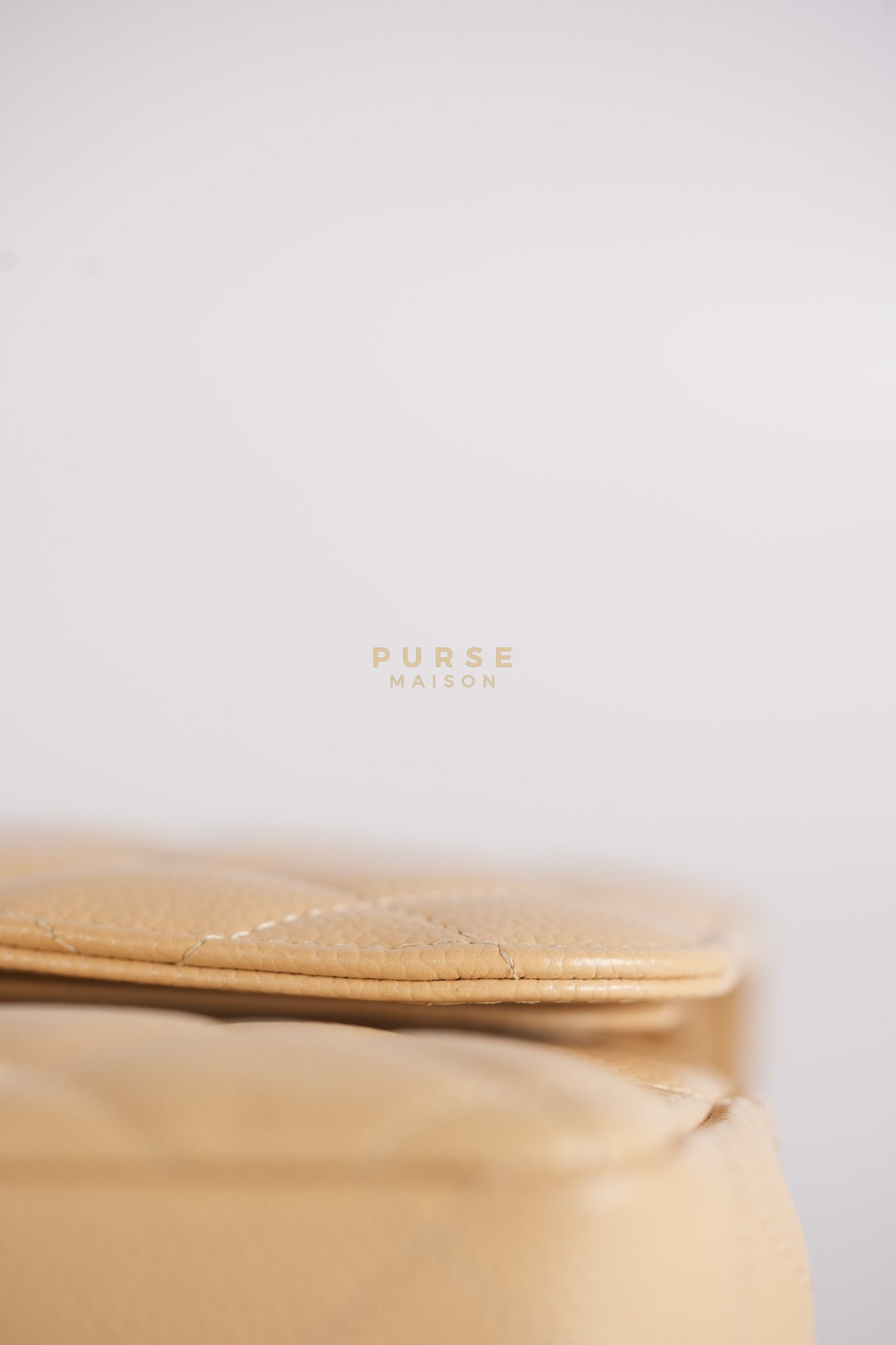 Classic Double Flap Jumbo in Beige Quilted Caviar Leather & Gold Hardware Series 23 | Purse Maison Luxury Bags Shop