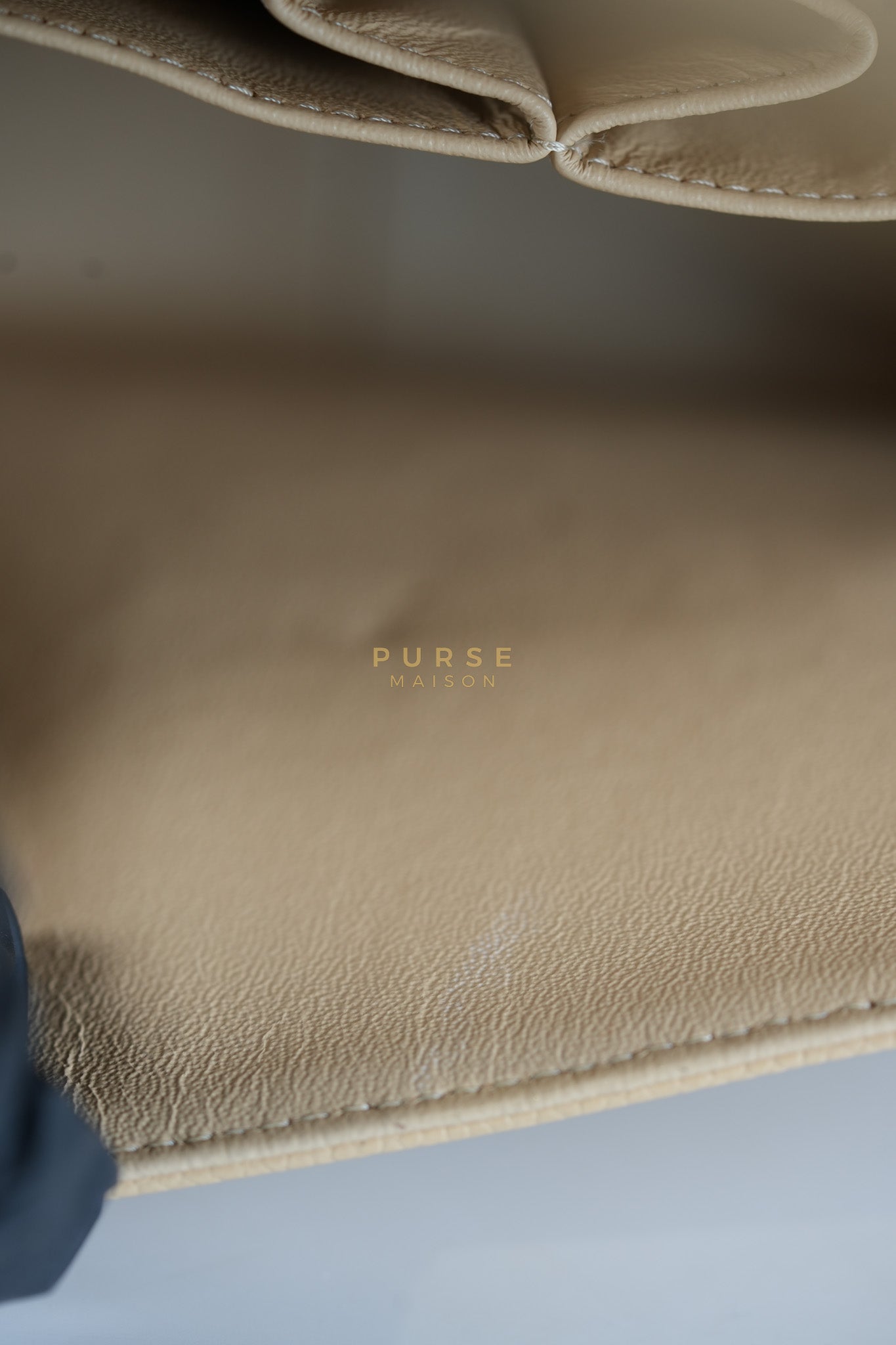 Classic Double Flap Jumbo in Beige Quilted Caviar Leather & Gold Hardware Series 23 | Purse Maison Luxury Bags Shop