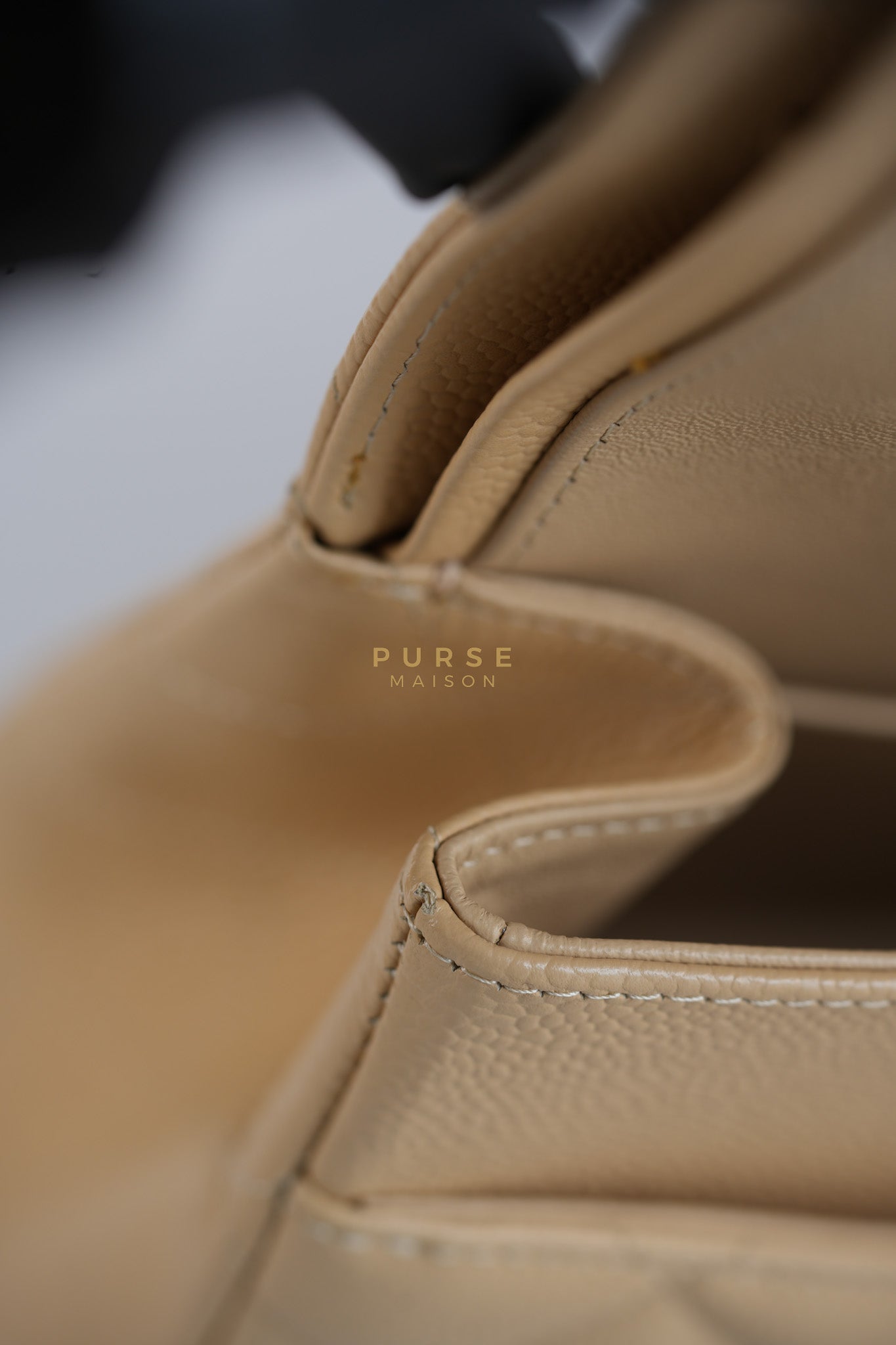 Classic Double Flap Jumbo in Beige Quilted Caviar Leather & Gold Hardware Series 23 | Purse Maison Luxury Bags Shop