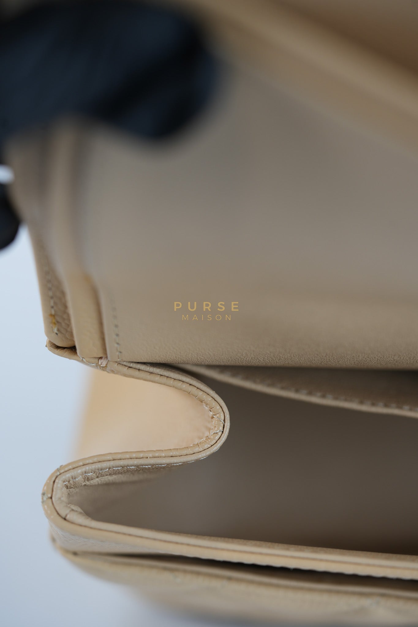 Classic Double Flap Jumbo in Beige Quilted Caviar Leather & Gold Hardware Series 23 | Purse Maison Luxury Bags Shop