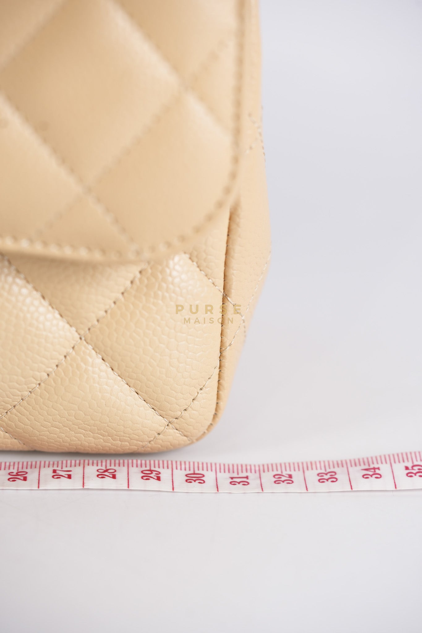 Classic Double Flap Jumbo in Beige Quilted Caviar Leather & Gold Hardware Series 23 | Purse Maison Luxury Bags Shop