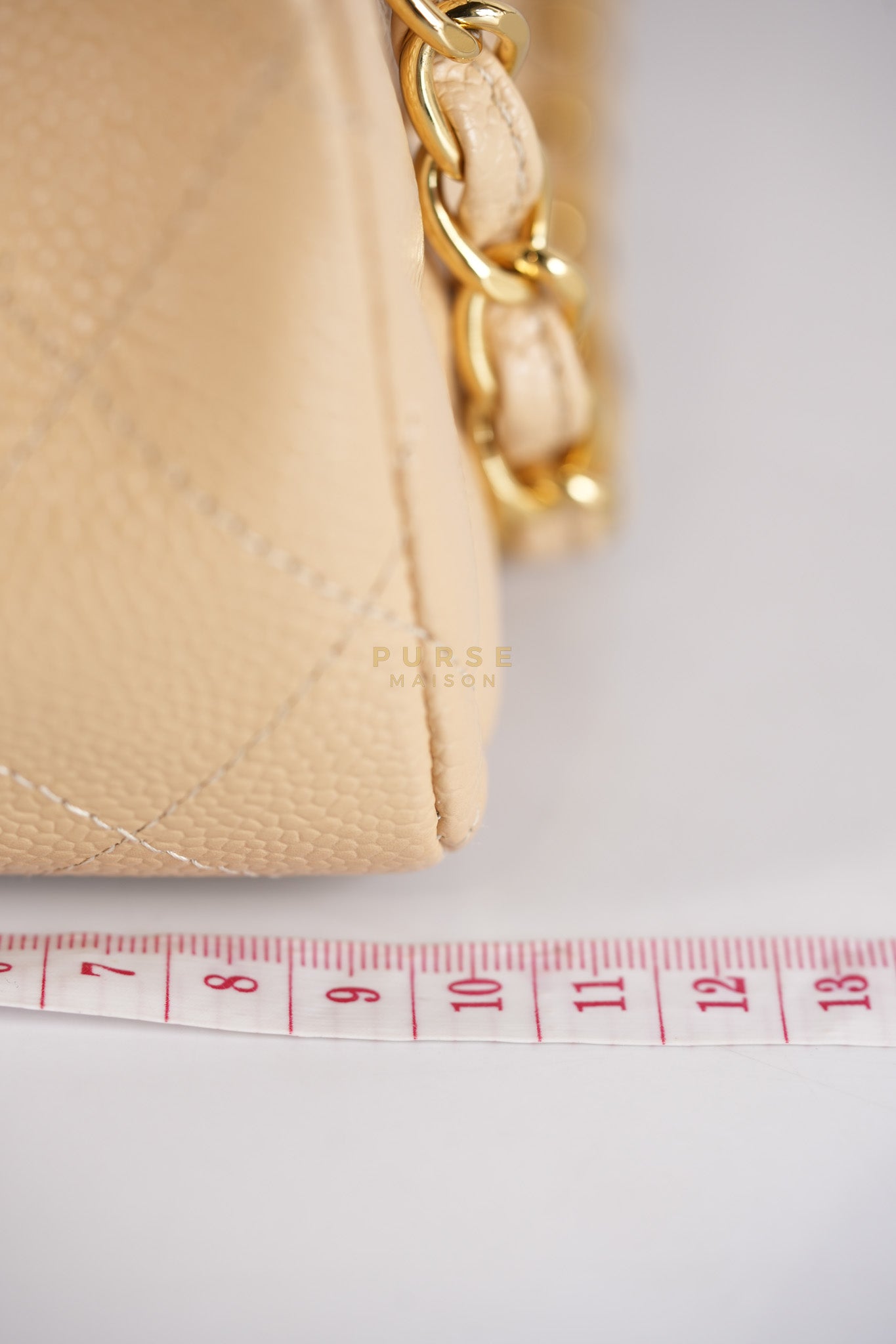 Classic Double Flap Jumbo in Beige Quilted Caviar Leather & Gold Hardware Series 23 | Purse Maison Luxury Bags Shop