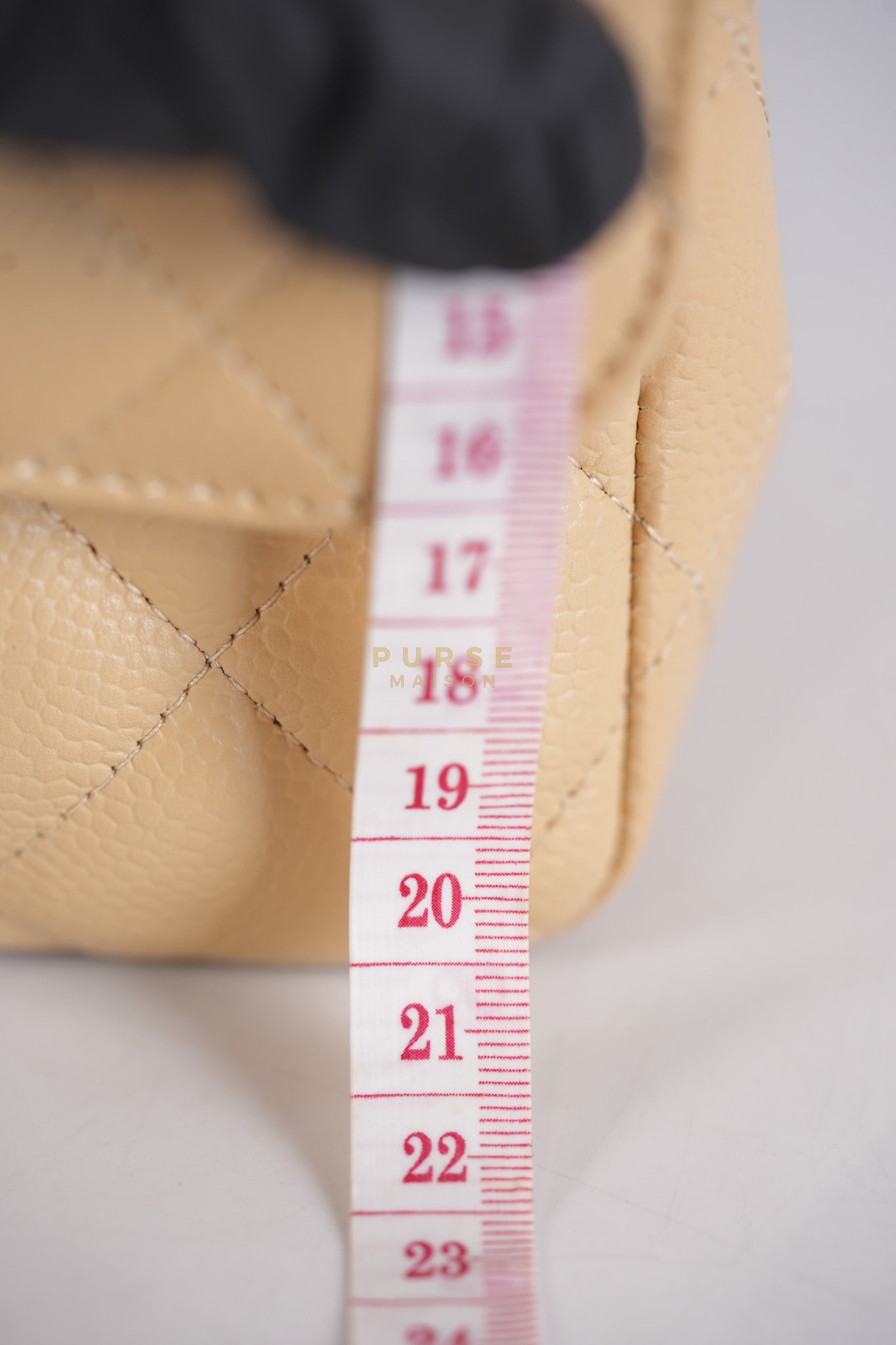 Classic Double Flap Jumbo in Beige Quilted Caviar Leather & Gold Hardware Series 23 | Purse Maison Luxury Bags Shop