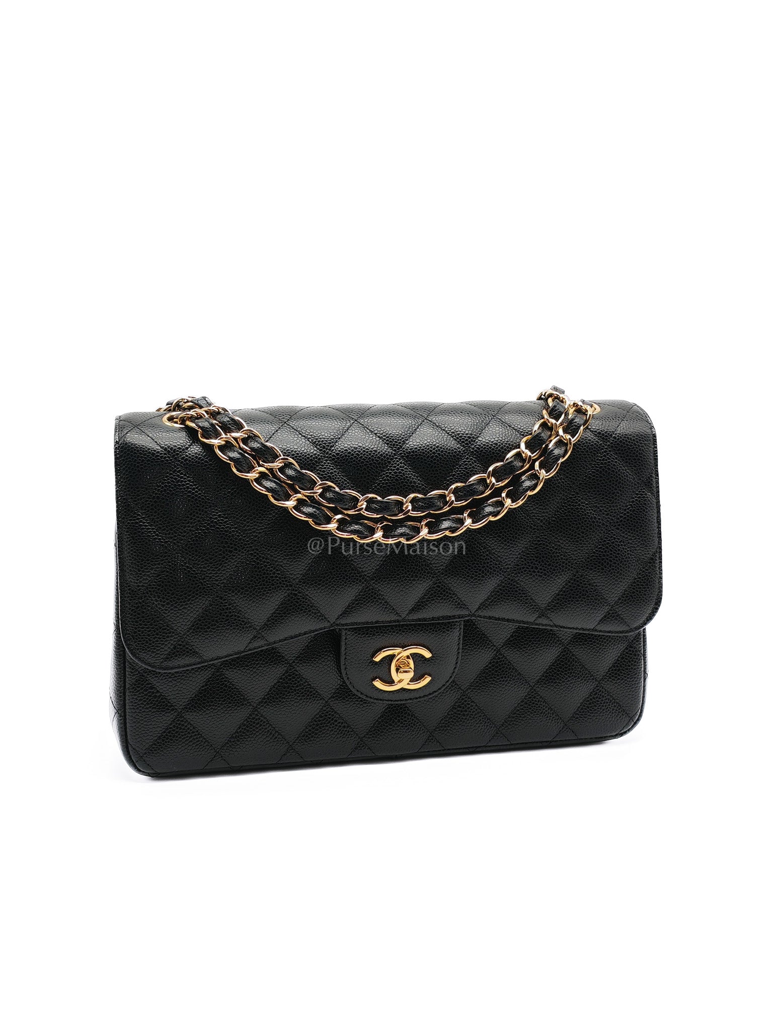 Classic Double flap Jumbo in Black Caviar Gold Hardware (Series 25) | Purse Maison Luxury Bags Shop