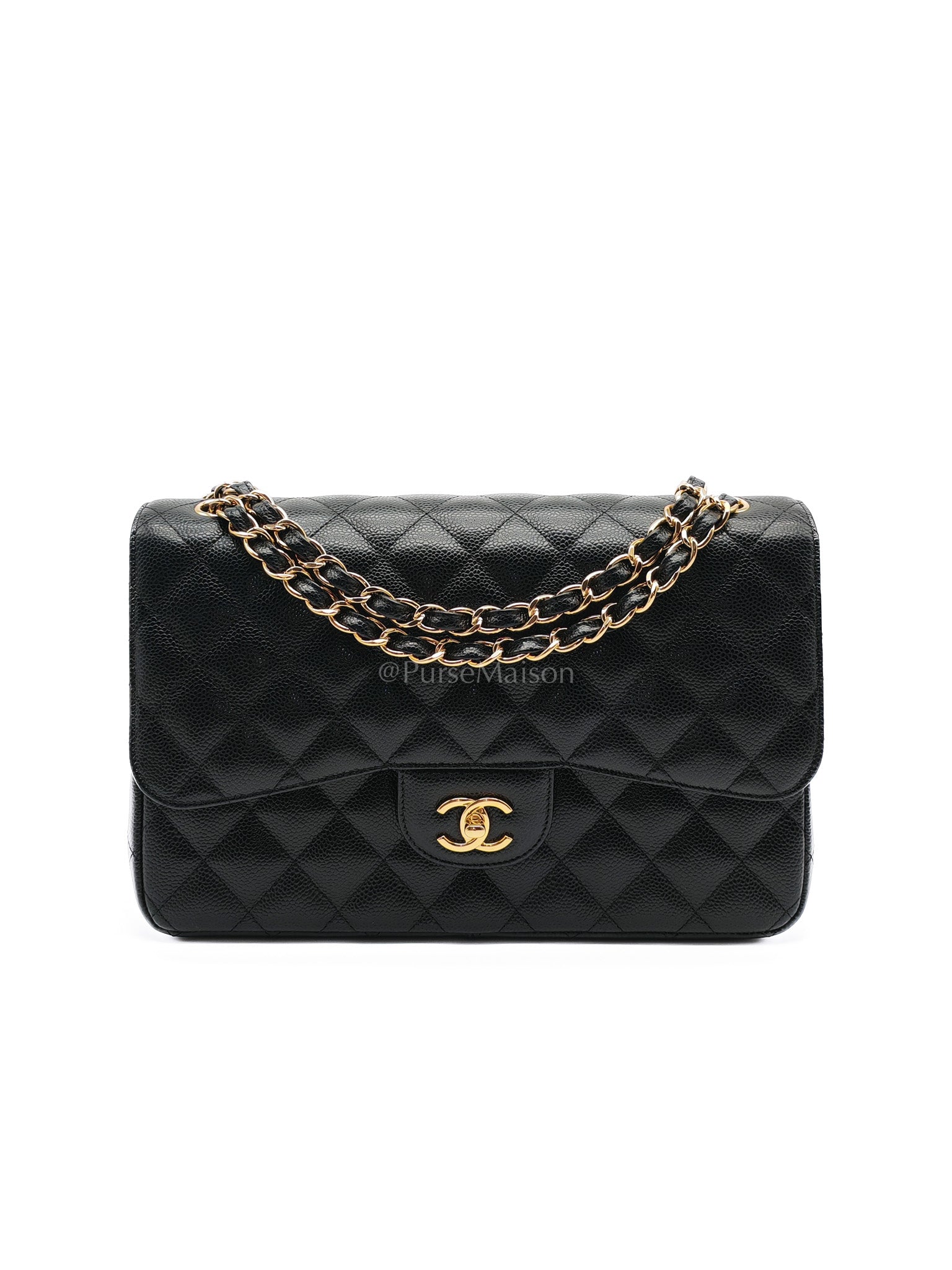 Classic Double flap Jumbo in Black Caviar Gold Hardware (Series 25) | Purse Maison Luxury Bags Shop