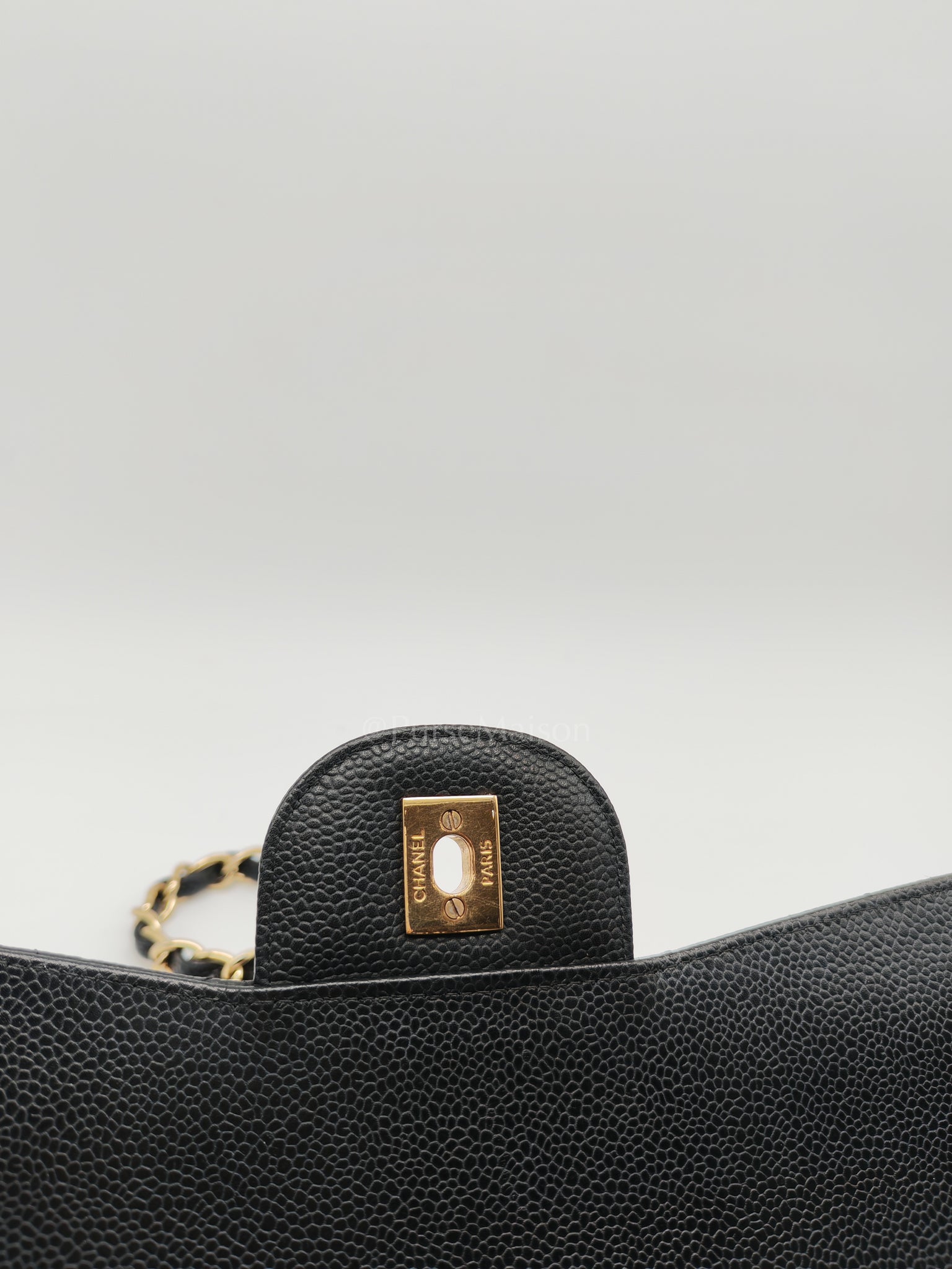 Classic Double Flap Jumbo in Black Caviar Leather and Gold Hardware Series 14 | Purse Maison Luxury Bags Shop