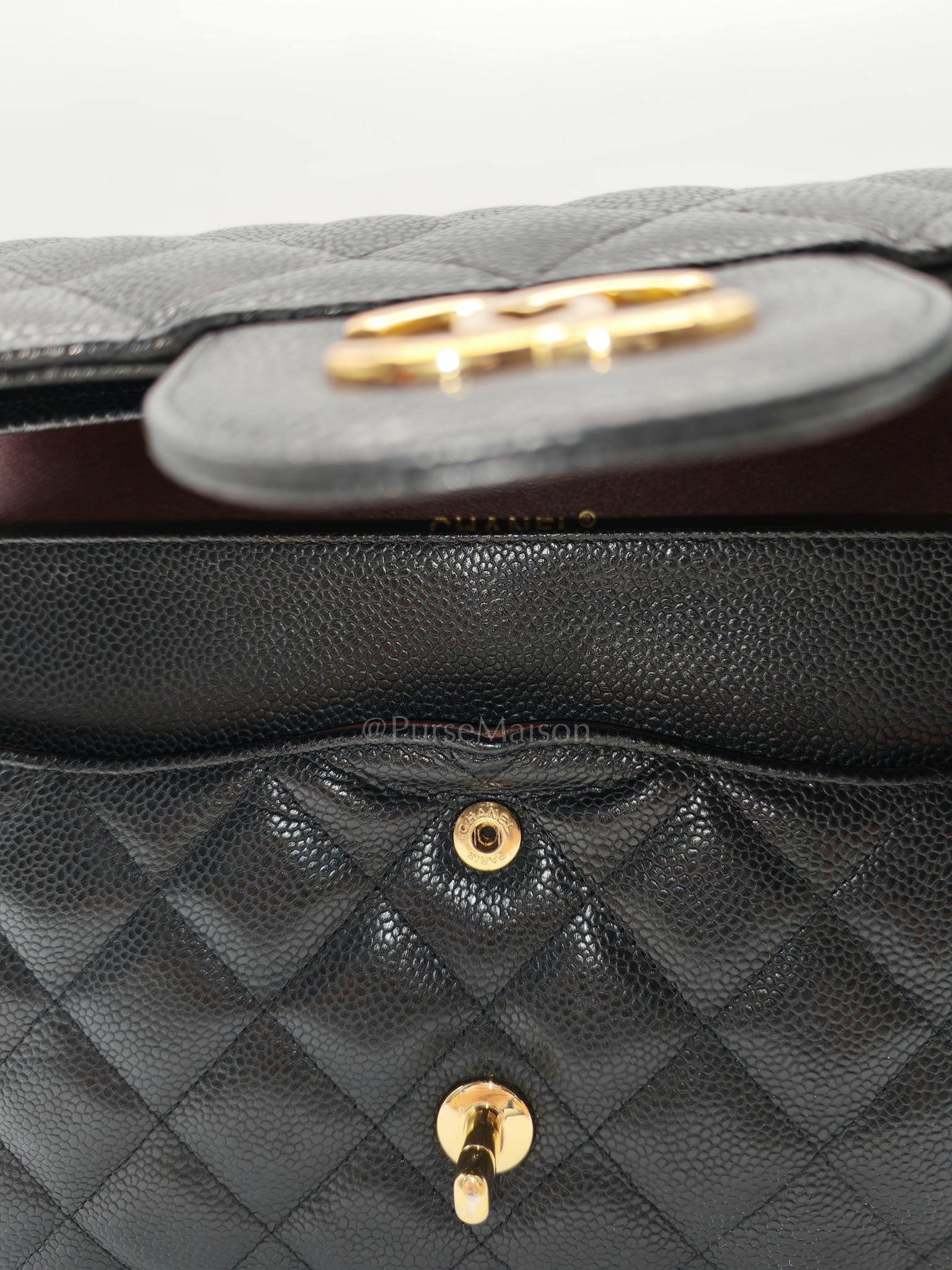 Classic Double Flap Jumbo in Black Caviar Leather and Gold Hardware Series 14 | Purse Maison Luxury Bags Shop