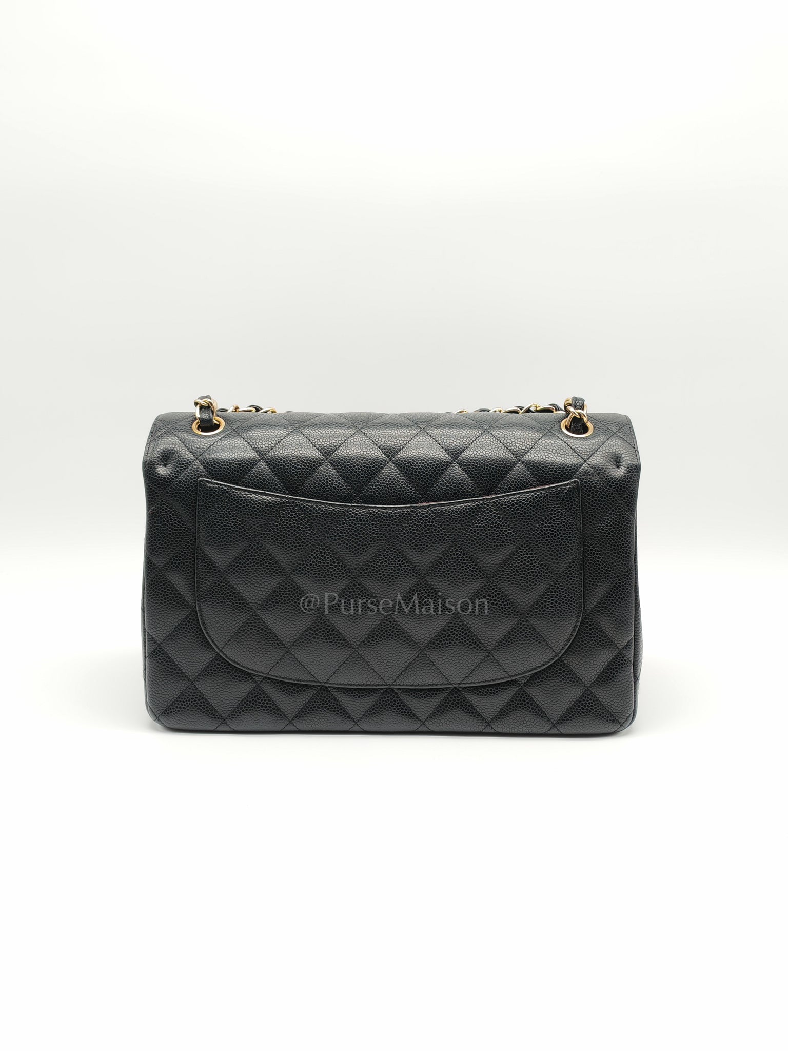 Classic Double Flap Jumbo in Black Caviar Leather and Gold Hardware Series 14 | Purse Maison Luxury Bags Shop