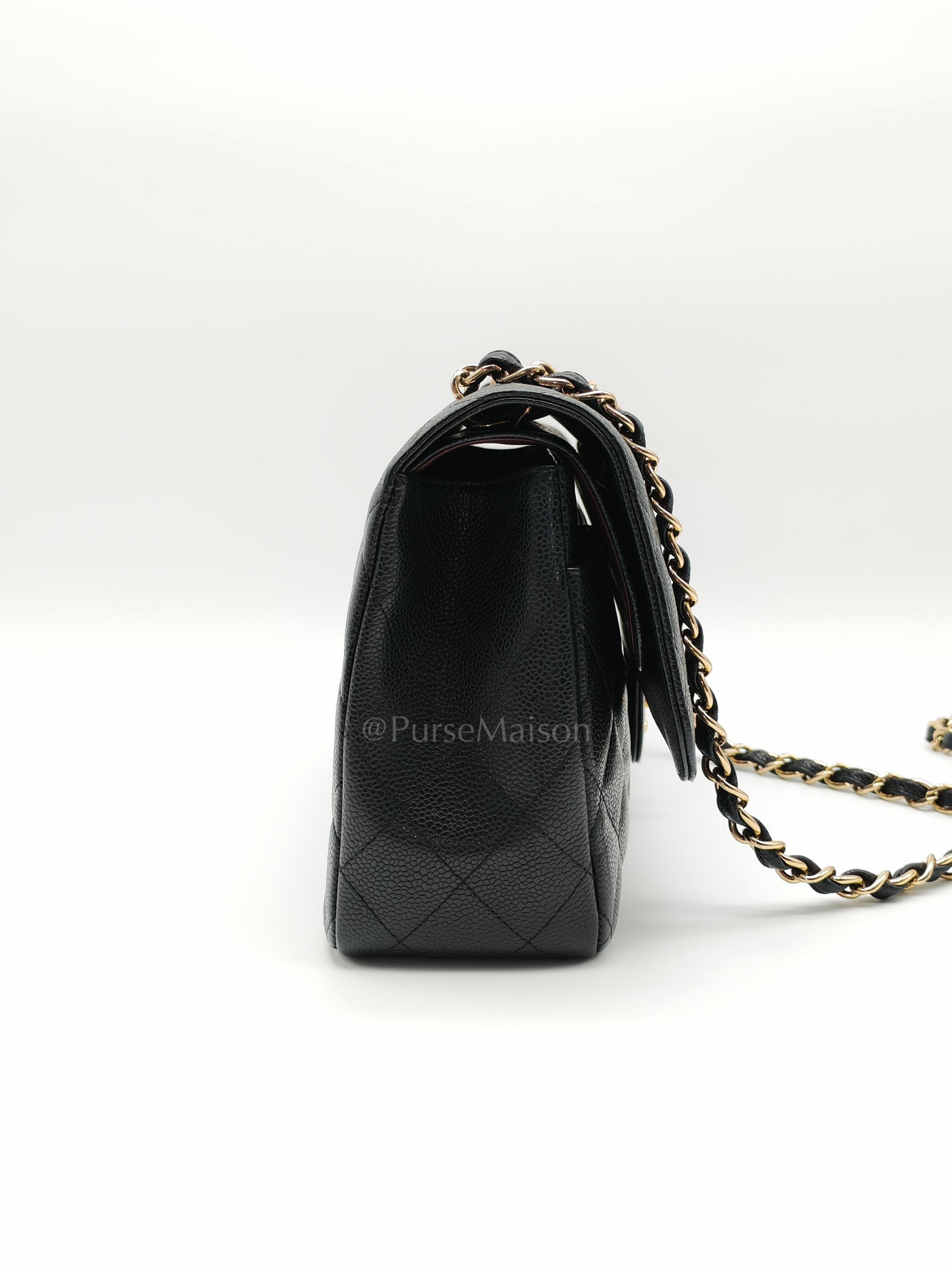 Classic Double Flap Jumbo in Black Caviar Leather and Gold Hardware Series 14 | Purse Maison Luxury Bags Shop