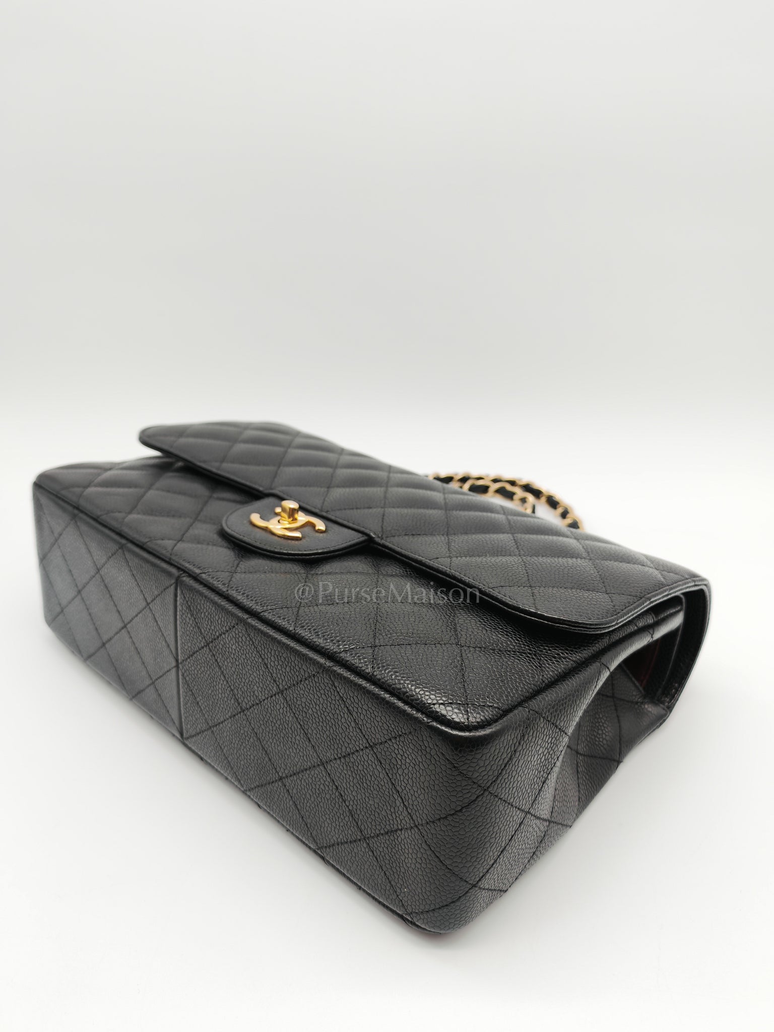 Classic Double Flap Jumbo in Black Caviar Leather and Gold Hardware Series 14 | Purse Maison Luxury Bags Shop