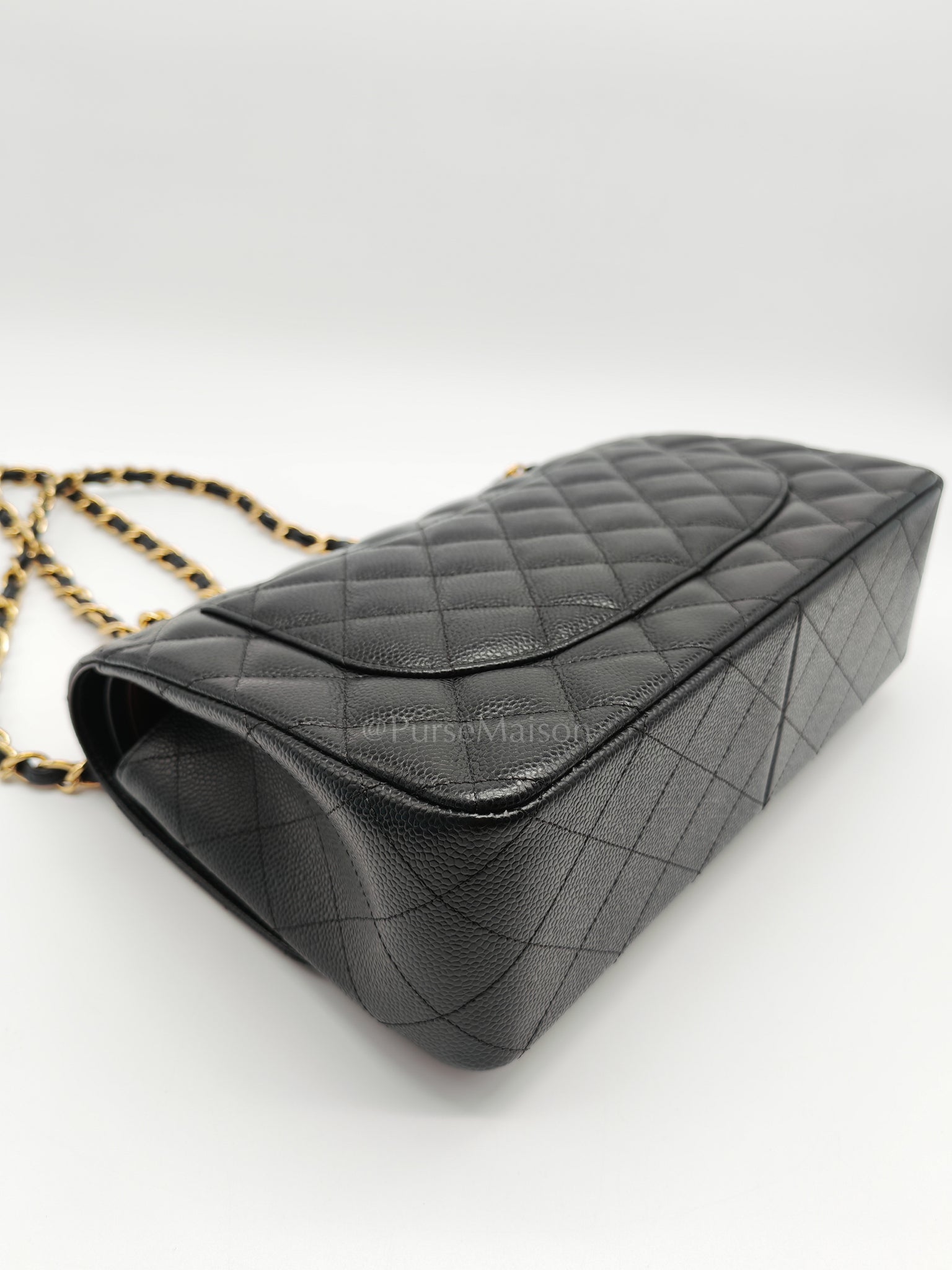 Classic Double Flap Jumbo in Black Caviar Leather and Gold Hardware Series 25 | Purse Maison Luxury Bags Shop