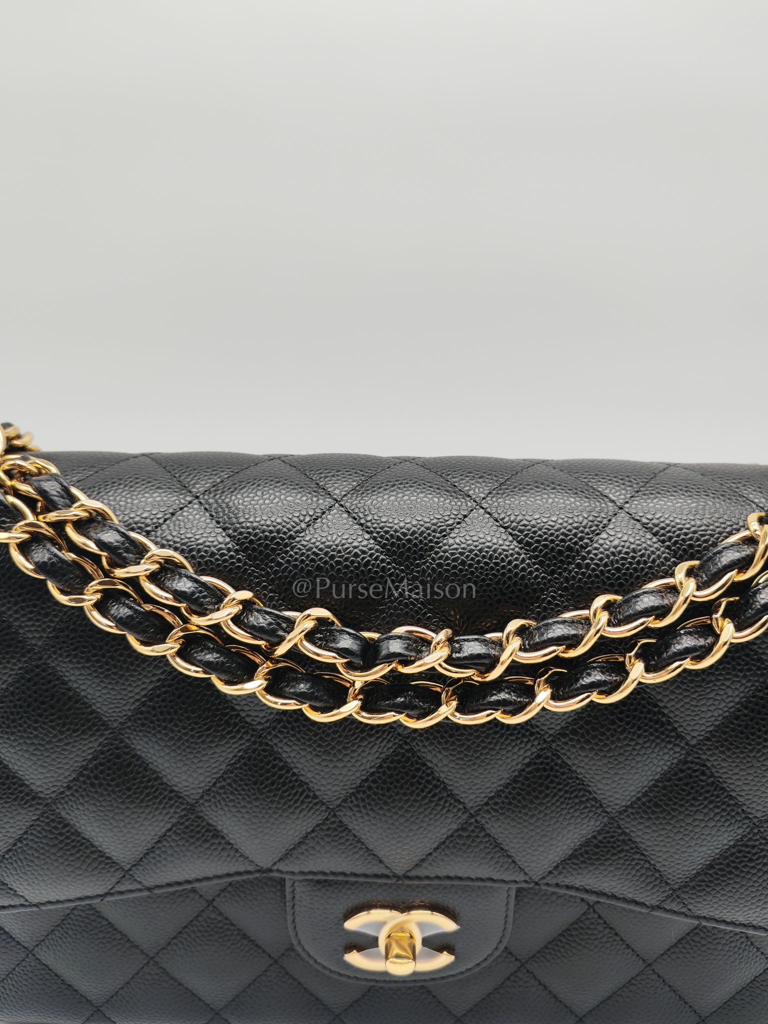Classic Double Flap Jumbo in Black Caviar Leather and Gold Hardware Series 25 | Purse Maison Luxury Bags Shop