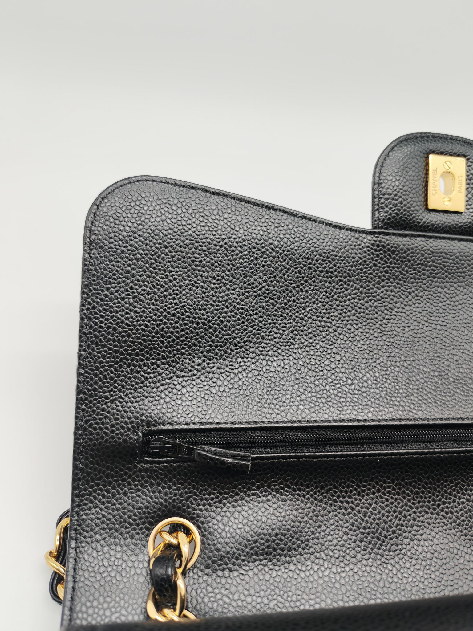 Classic Double Flap Jumbo in Black Caviar Leather and Gold Hardware Series 25 | Purse Maison Luxury Bags Shop