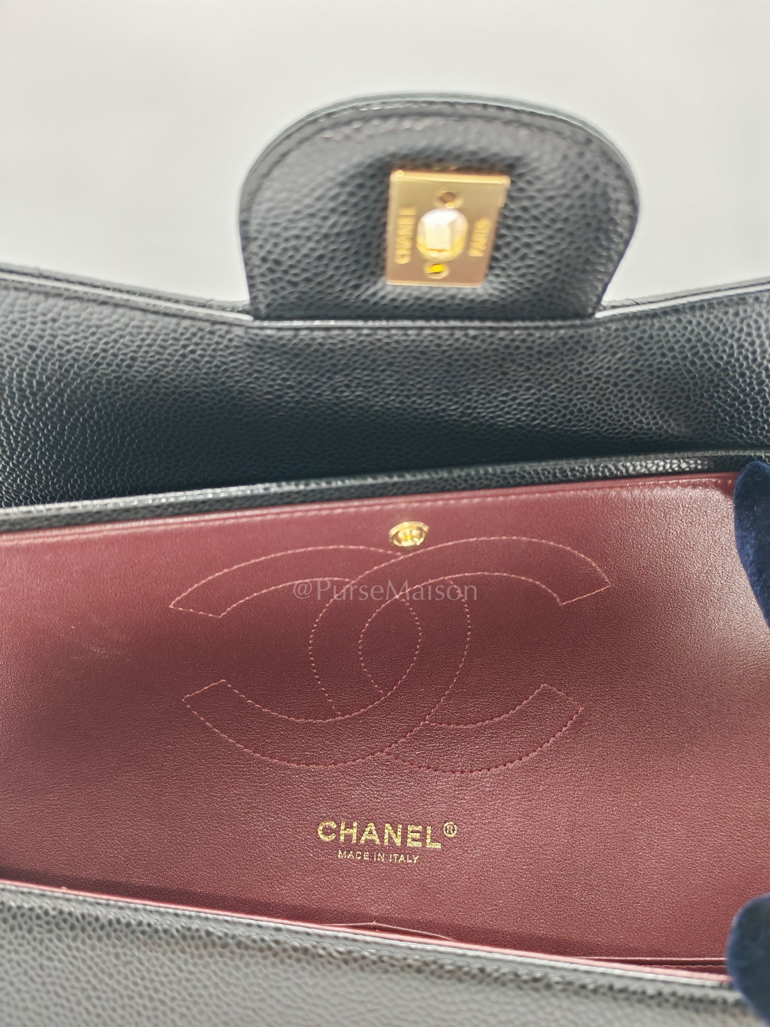 Classic Double Flap Jumbo in Black Caviar Leather and Gold Hardware Series 25 | Purse Maison Luxury Bags Shop