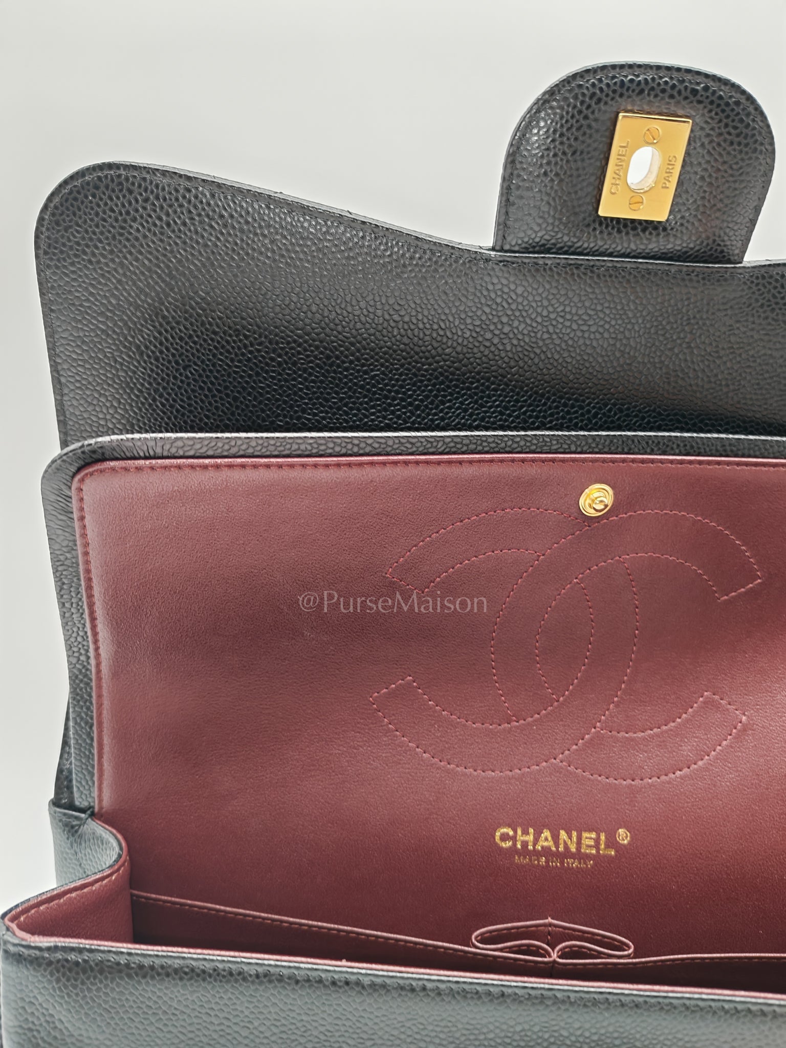 Classic Double Flap Jumbo in Black Caviar Leather and Gold Hardware Series 25 | Purse Maison Luxury Bags Shop