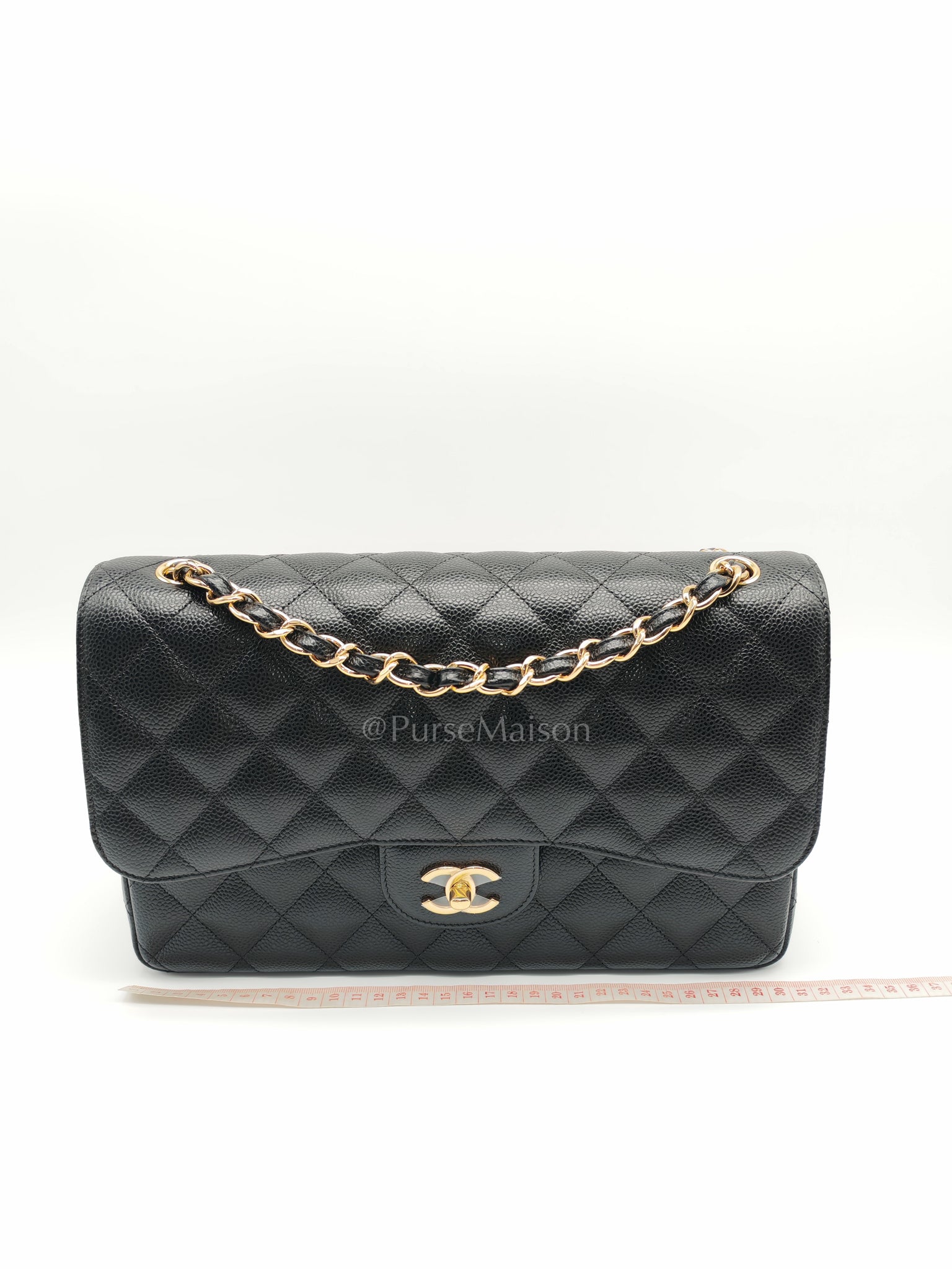 Classic Double Flap Jumbo in Black Caviar Leather and Gold Hardware Series 25 | Purse Maison Luxury Bags Shop