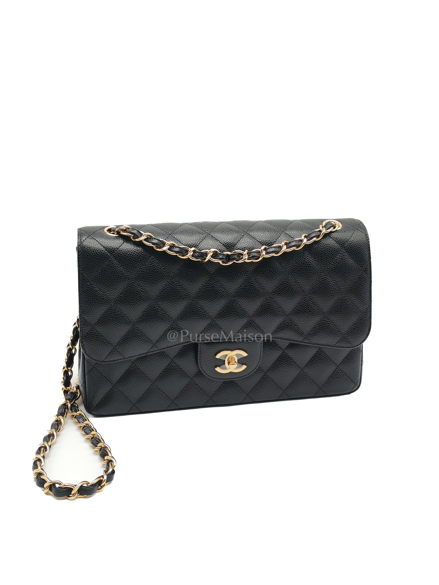 Classic Double Flap Jumbo in Black Caviar Leather and Gold Hardware Series 25 | Purse Maison Luxury Bags Shop