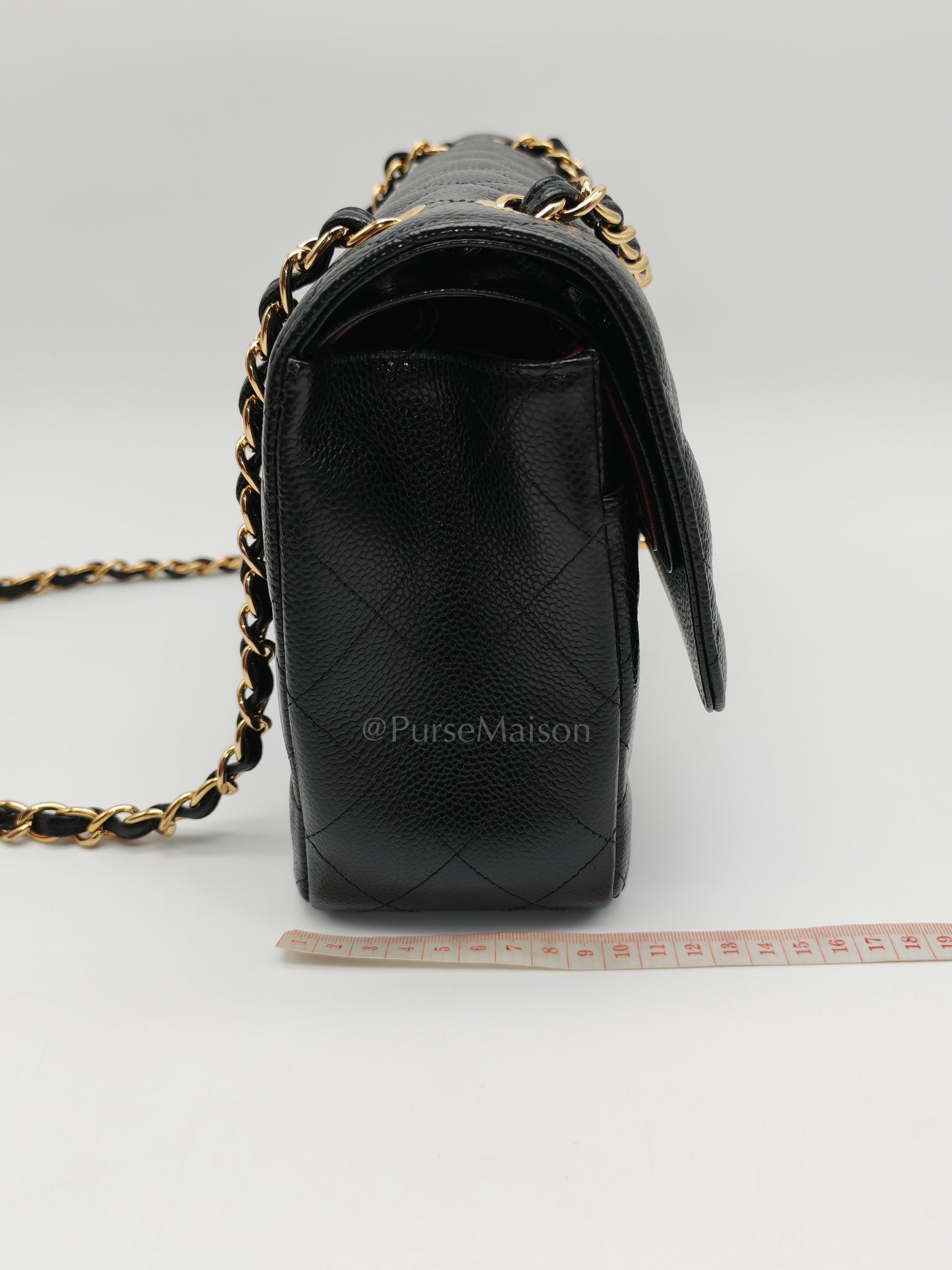 Classic Double Flap Jumbo in Black Caviar Leather and Gold Hardware Series 26 | Purse Maison Luxury Bags Shop