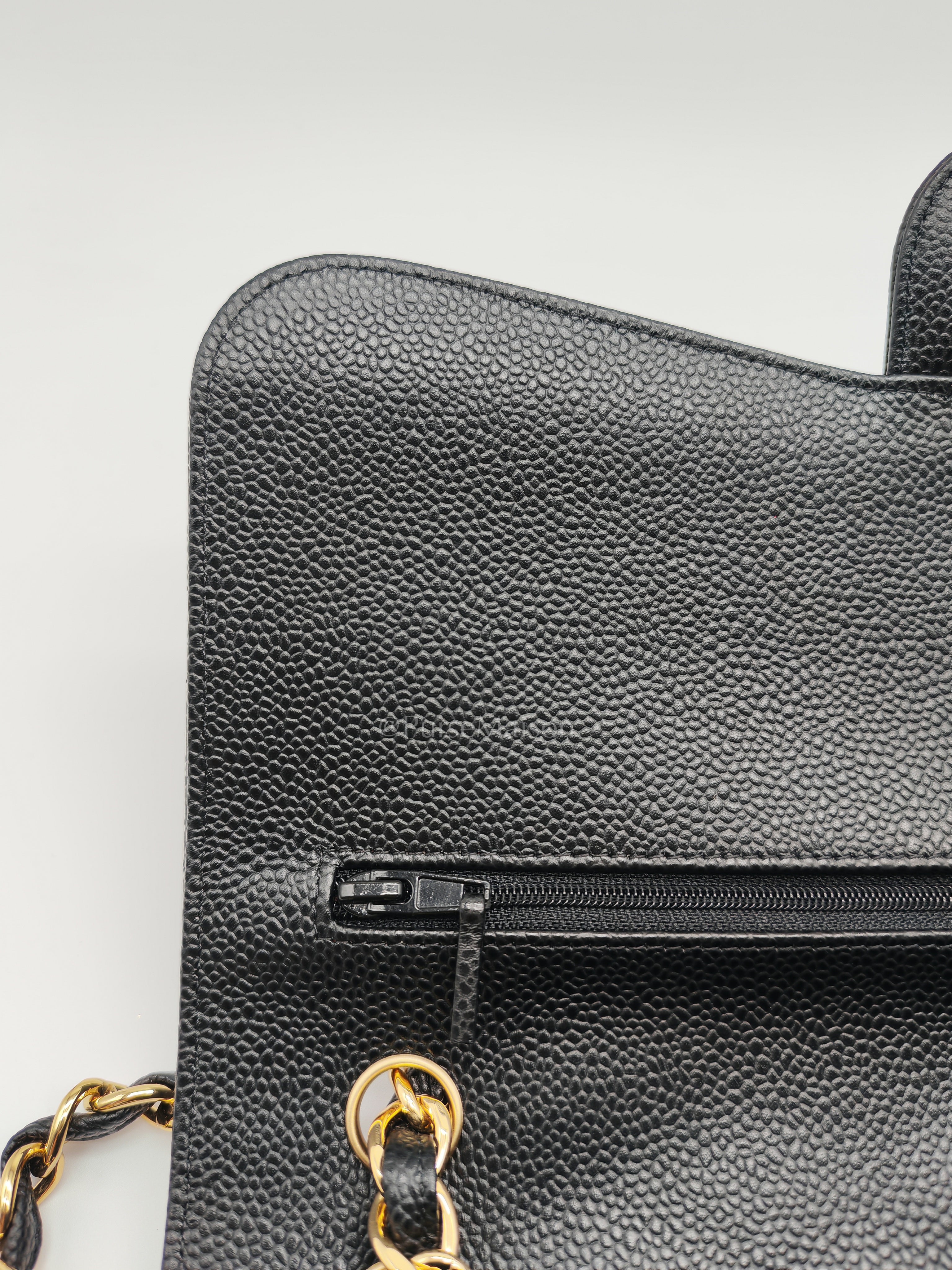 Classic Double Flap Jumbo in Black Caviar Leather and Gold Hardware Series 27 | Purse Maison Luxury Bags Shop