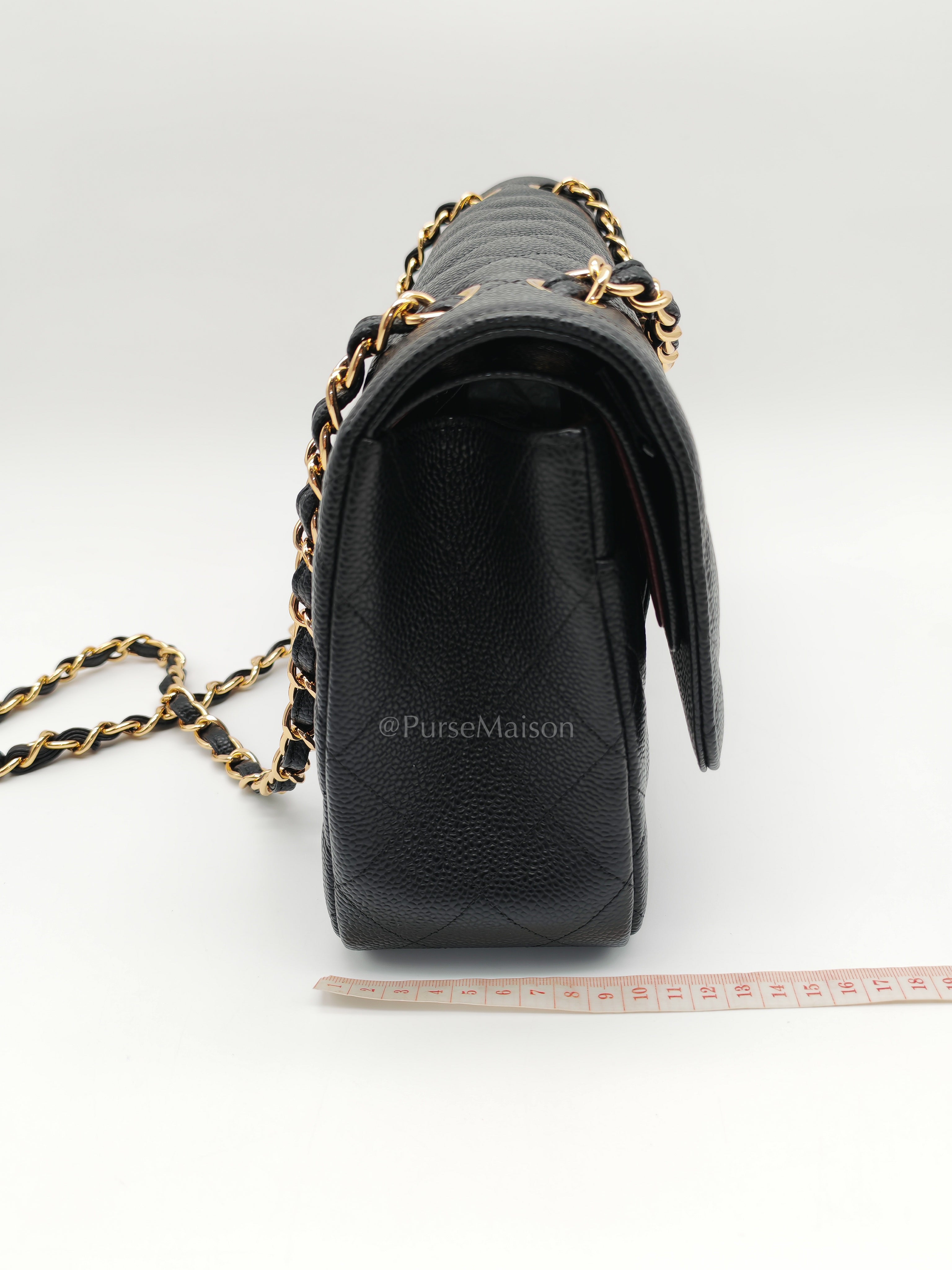 Classic Double Flap Jumbo in Black Caviar Leather and Gold Hardware Series 27 | Purse Maison Luxury Bags Shop